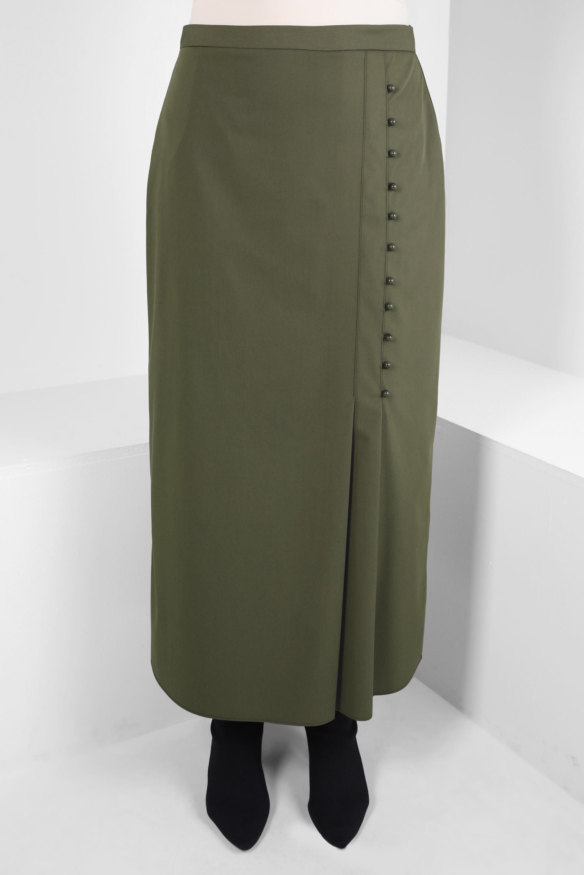 Vêtements hijab KAKI JUPE AVEC DÉTAIL BOUTON 60512