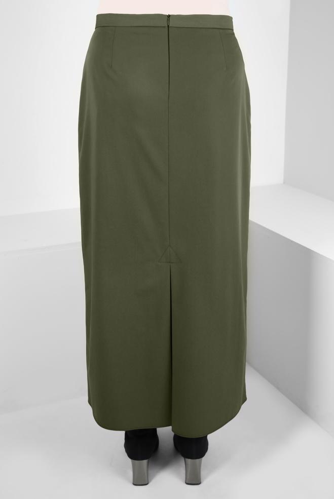 Vêtements hijab KAKI JUPE AVEC DÉTAIL BOUTON 60512 - ALVİNA