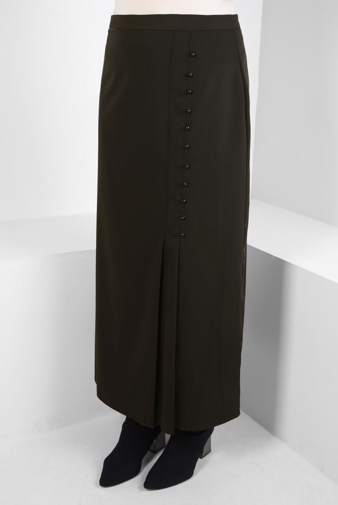 Vêtements hijab BRUN JUPE AVEC DÉTAIL BOUTON 60512 - ALVİNA