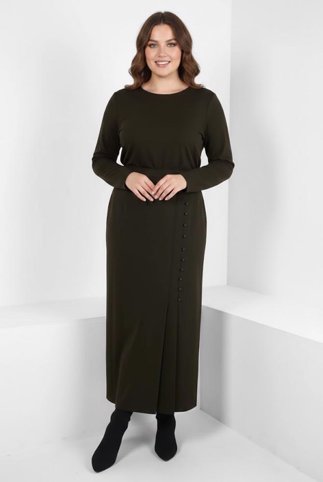 Vêtements hijab BRUN JUPE AVEC DÉTAIL BOUTON 60512 - ALVİNA