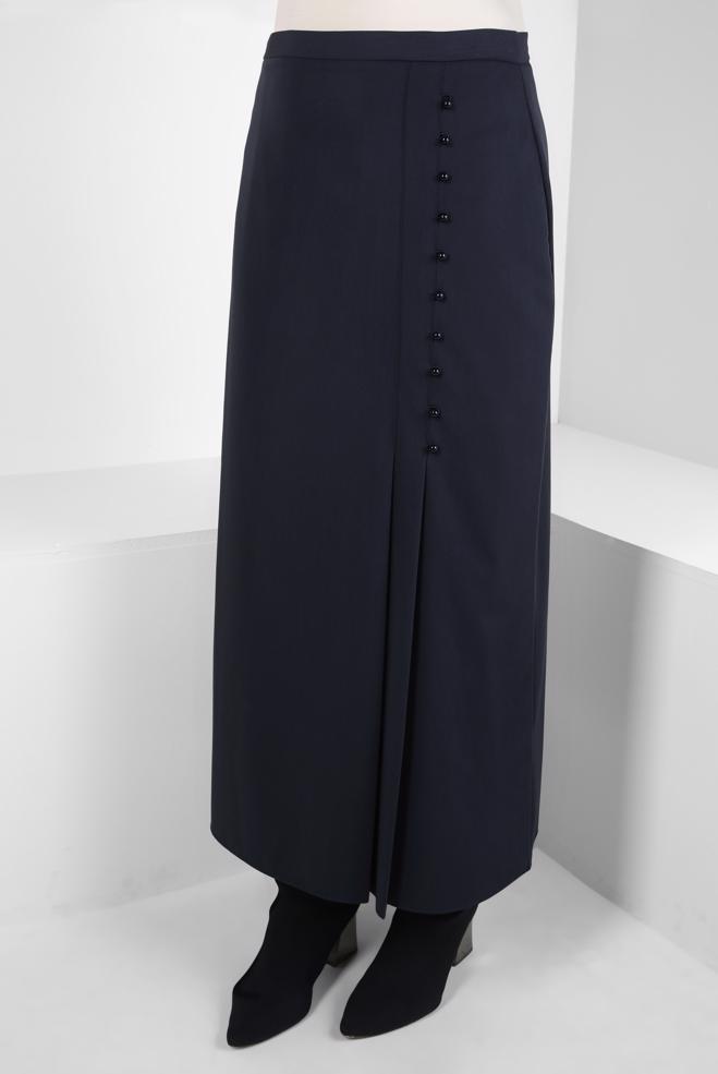 Vêtements hijab BLEU MARINE JUPE AVEC DÉTAIL BOUTON 60512 - ALVİNA