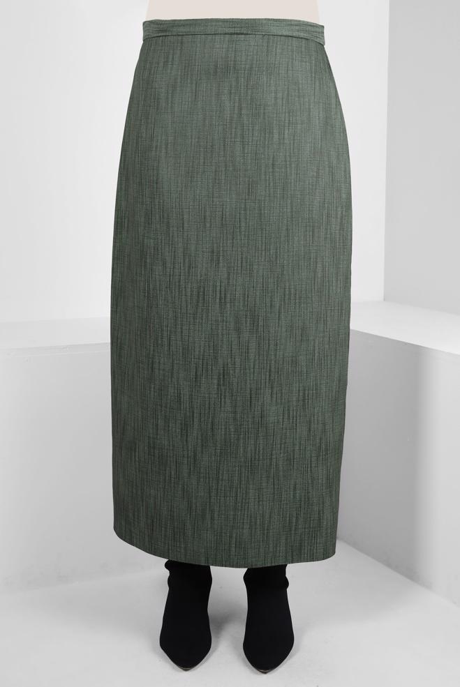 Tesettür giyim HAKİ DÜZ KESİM ETEK 60513 - ALVİNA