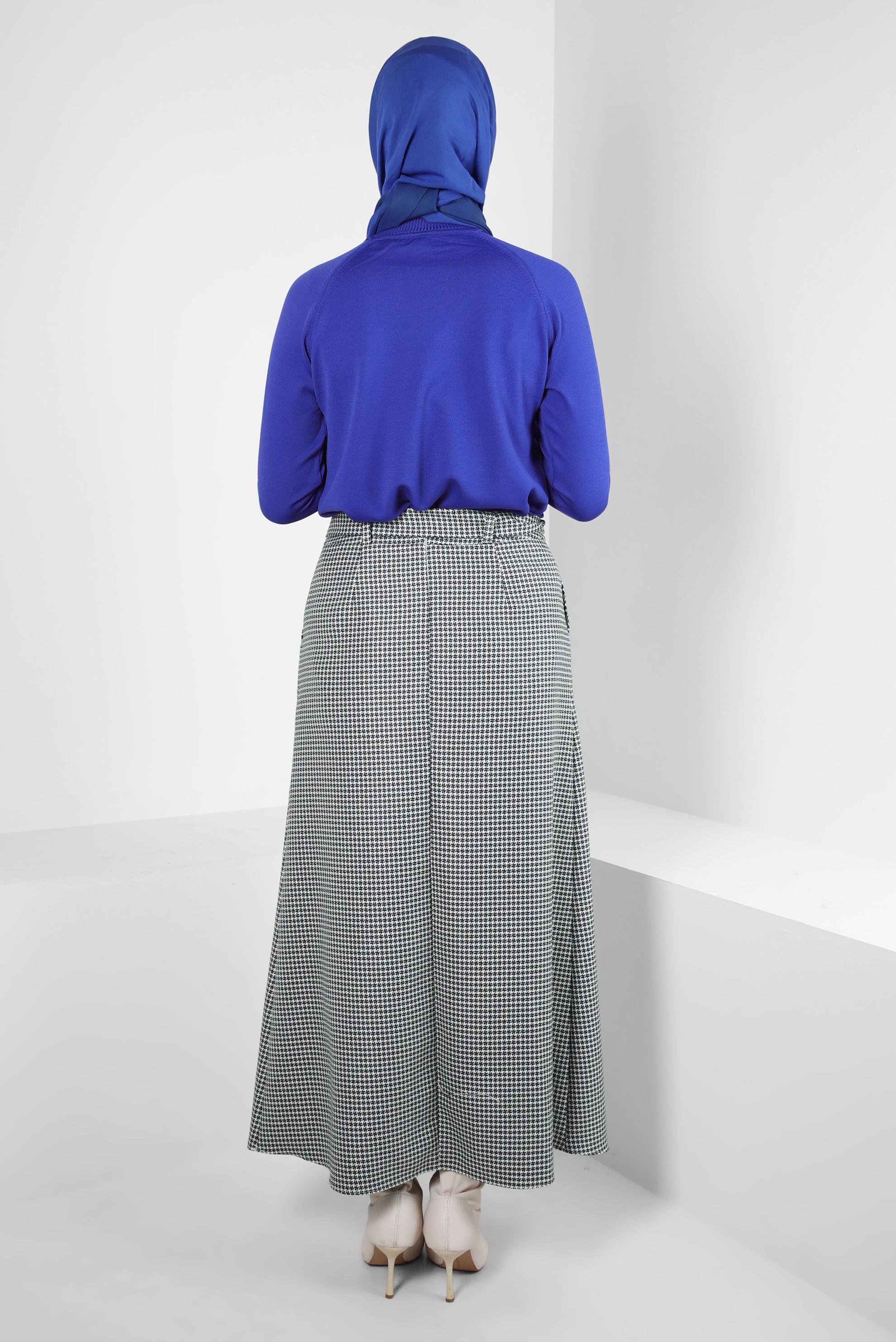 Vêtements hijab BLEU JUPE AVEC DÉTAIL BOUTON 60514