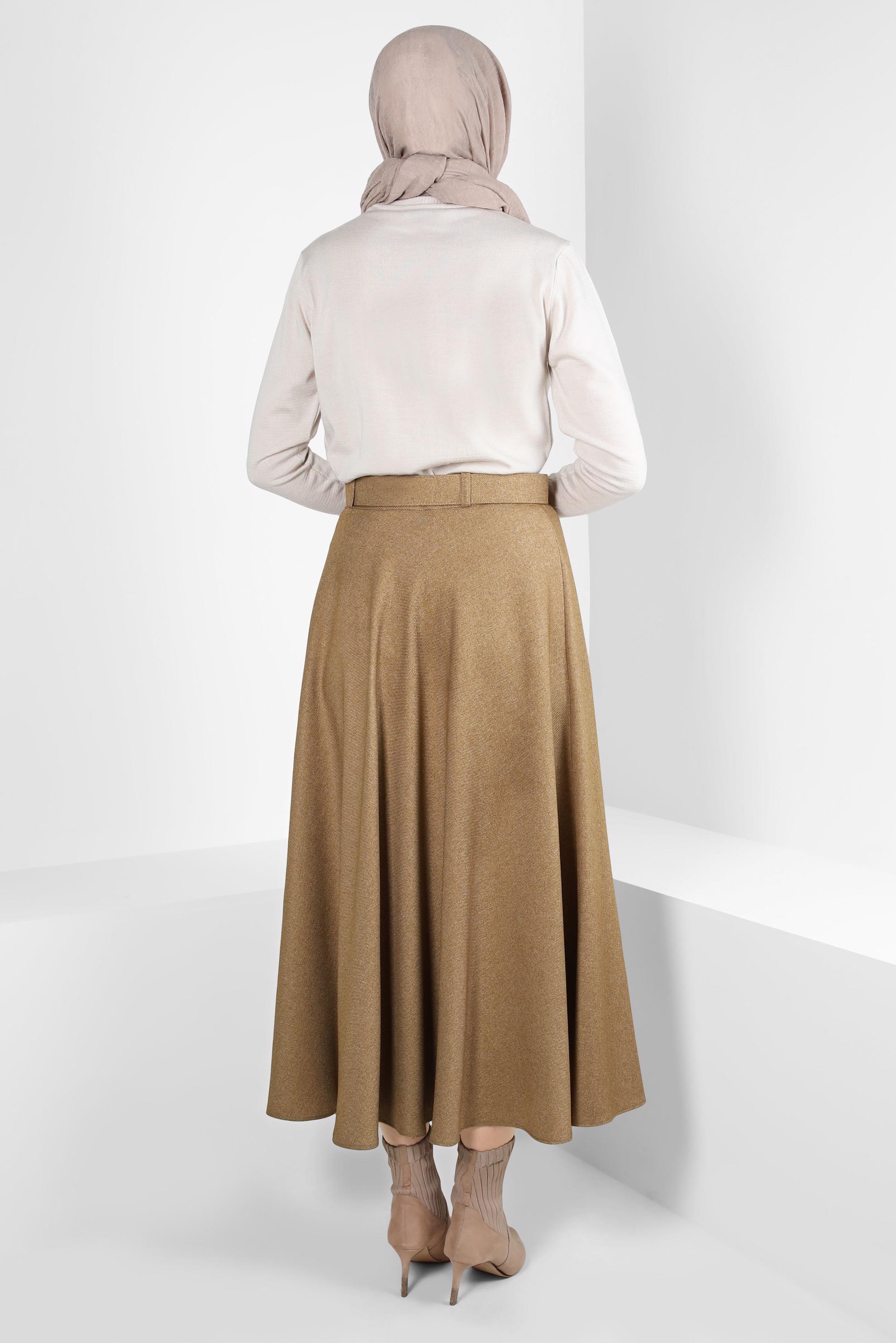 Hijab clothing BROWN BELTED SKIRT 60515