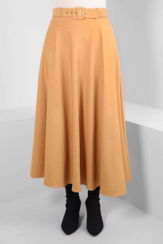 Tesettür giyim TURUNCU KEMERLİ ÇAN ETEK 60515 - ALVİNA