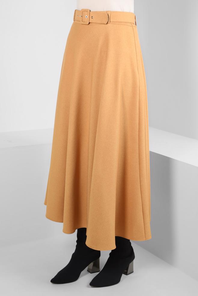 Tesettür giyim TURUNCU KEMERLİ ÇAN ETEK 60515 - ALVİNA