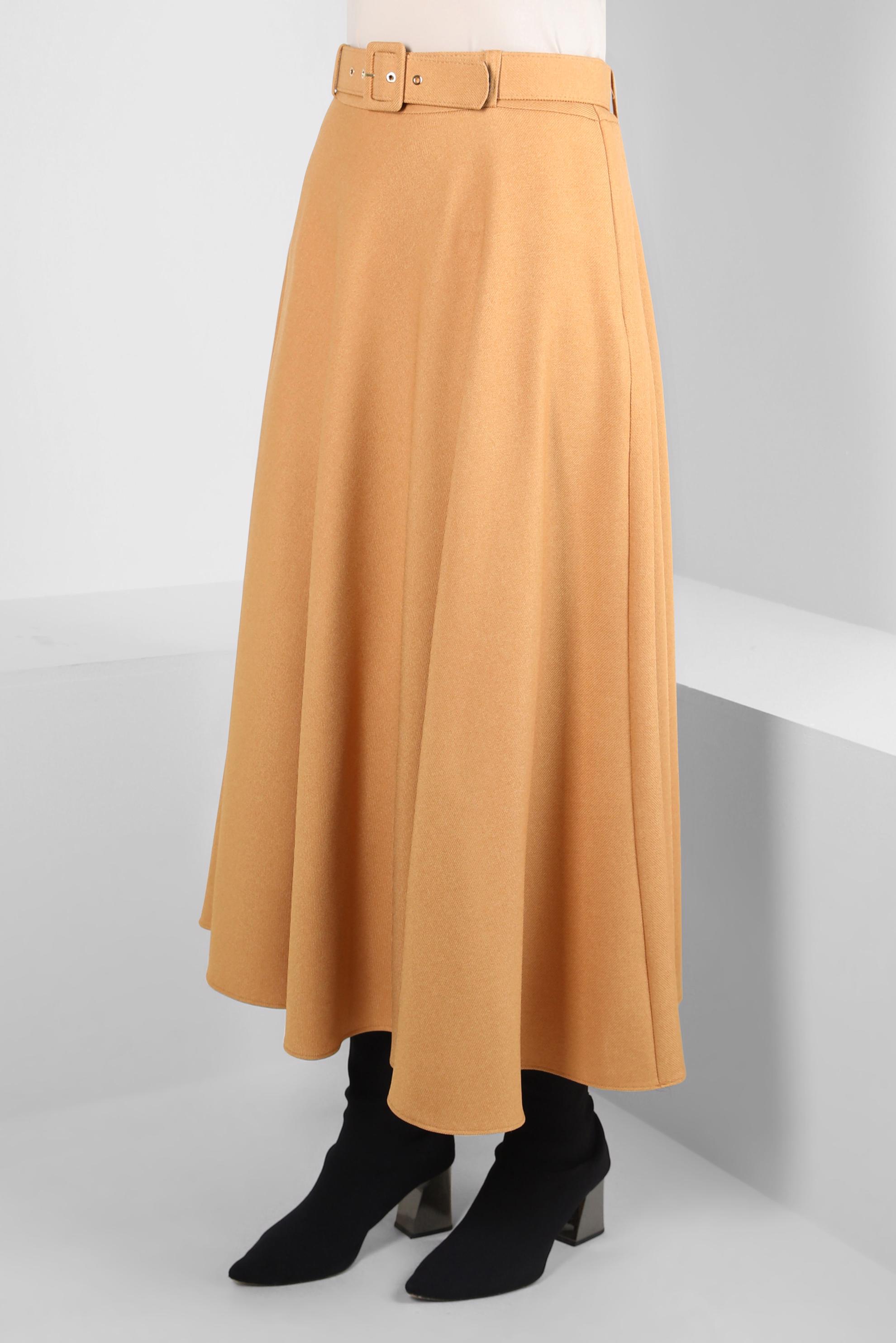 Tesettür giyim TURUNCU KEMERLİ ÇAN ETEK 60515