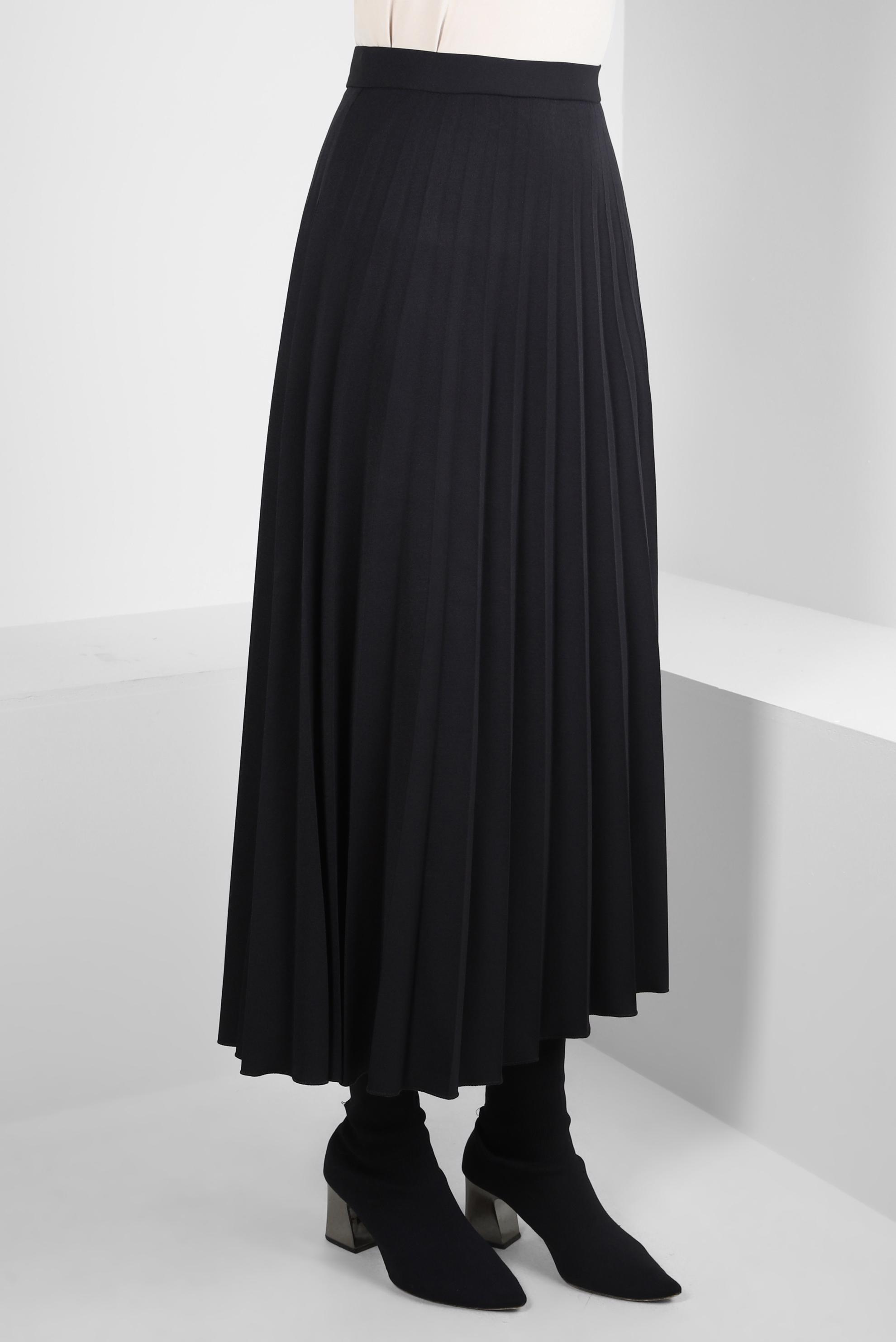 Tesettür giyim SİYAH PİLİSELİ ETEK 60516