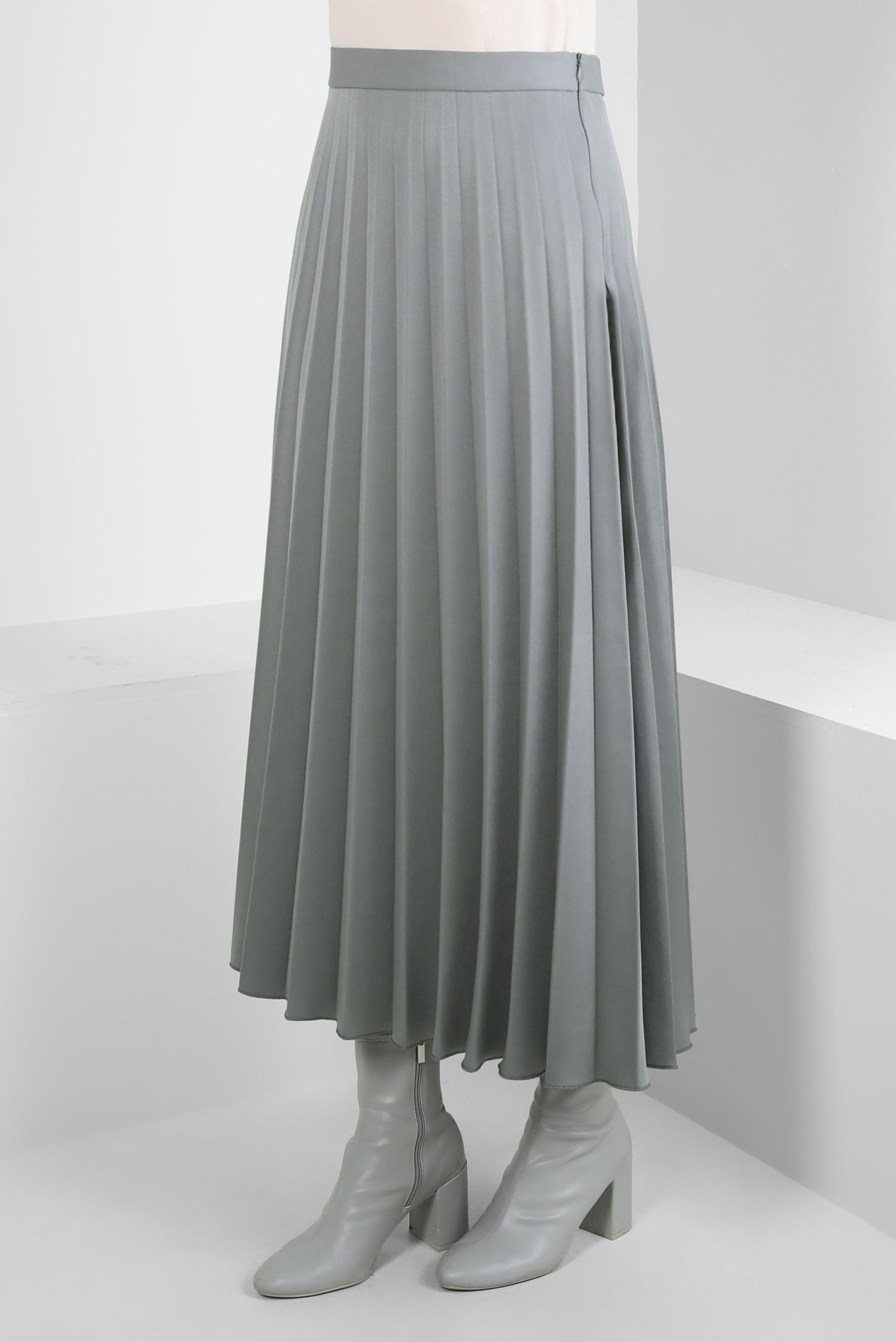 Tesettür giyim GRİ PİLİSELİ ETEK 60516