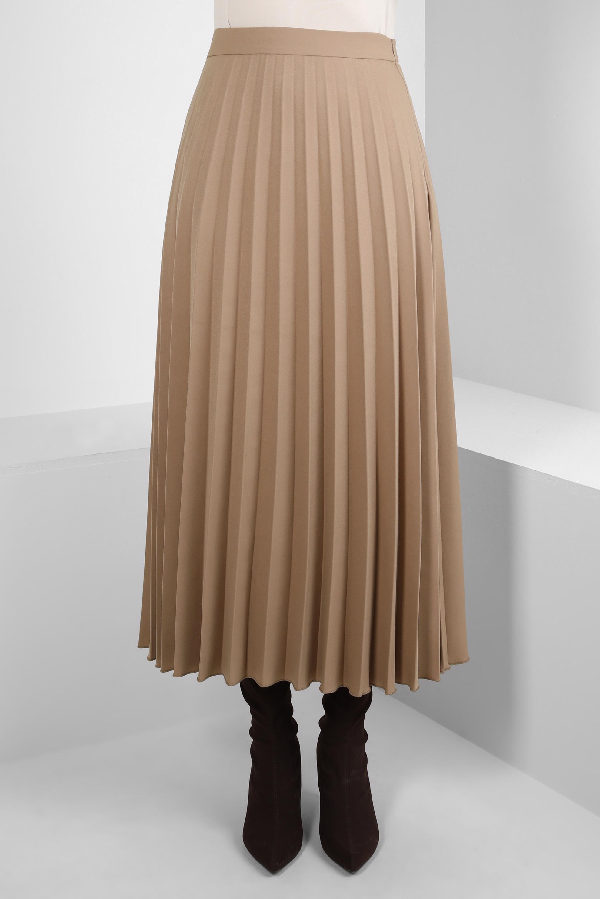 Tesettür giyim KAHVE PİLİSELİ ETEK 60516