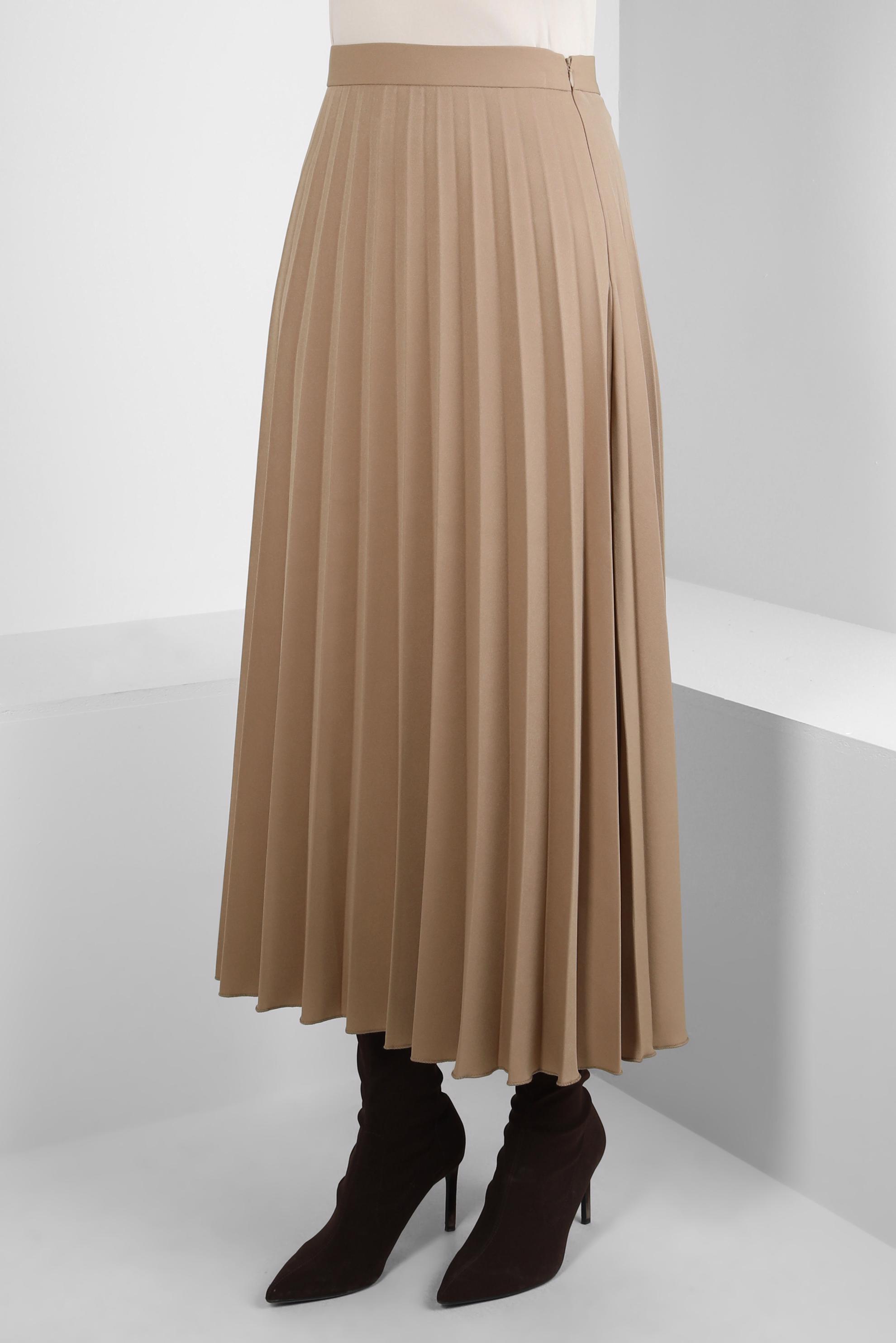 Tesettür giyim KAHVE PİLİSELİ ETEK 60516