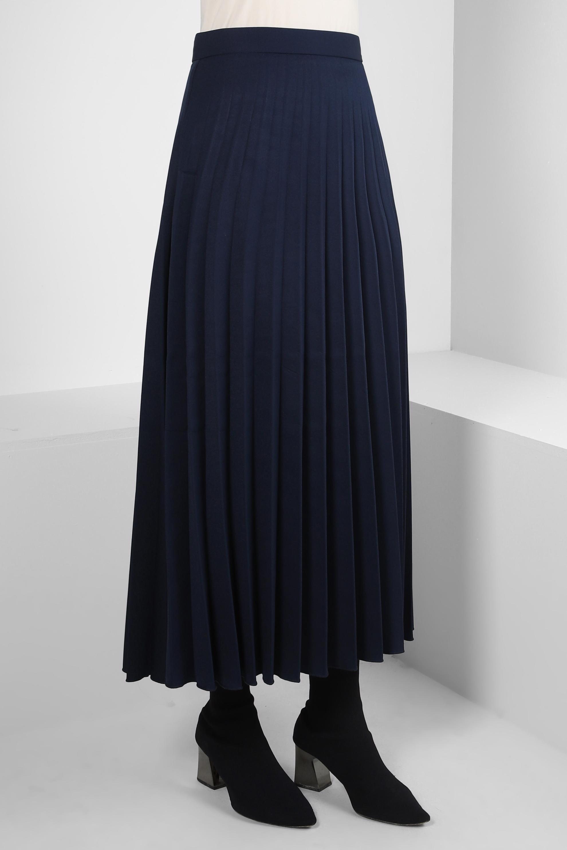 Tesettür giyim LACİVERT PİLİSELİ ETEK 60516