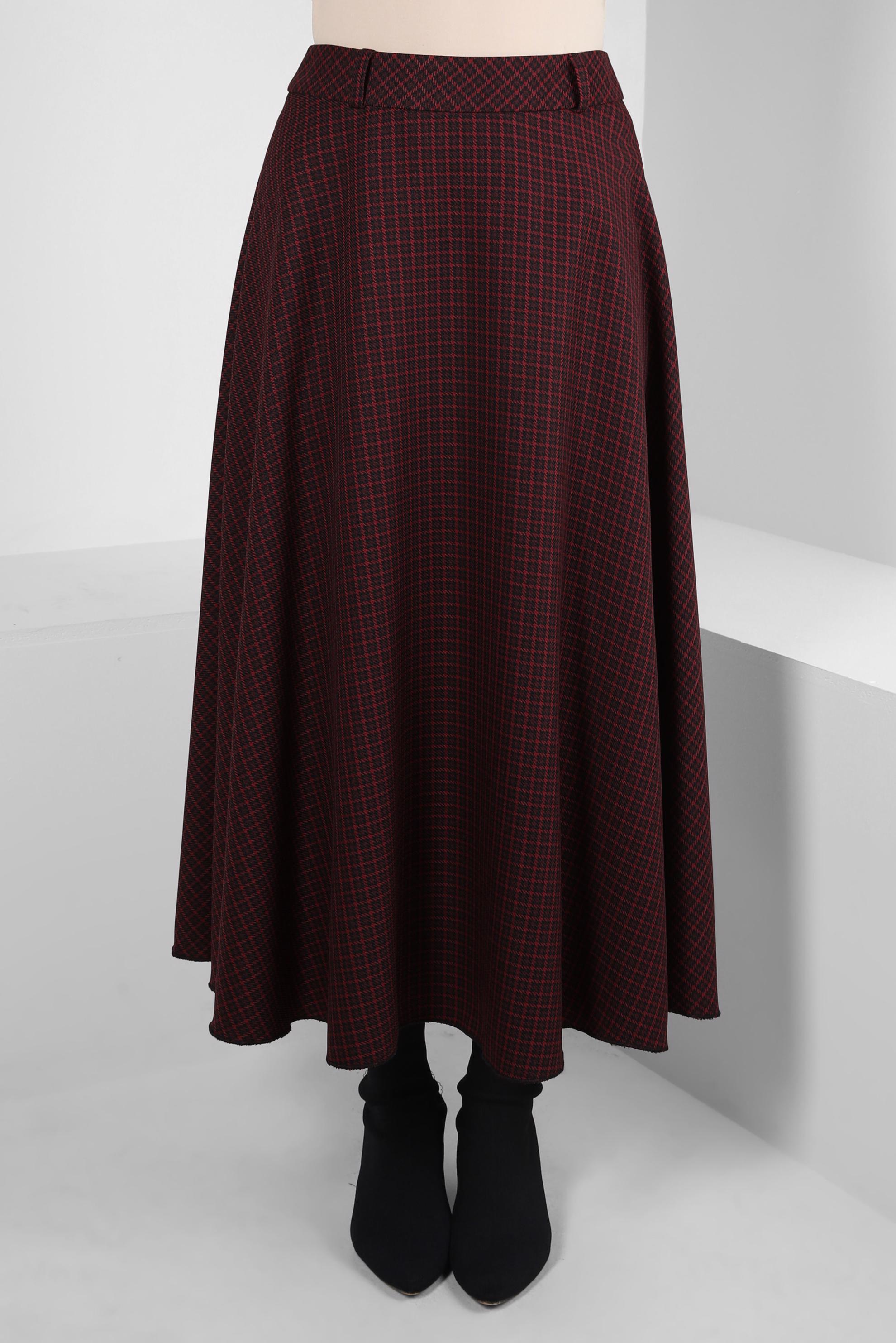 Vêtements hijab ROUGE BORDEAUX JUPE À CARREAUX 60521