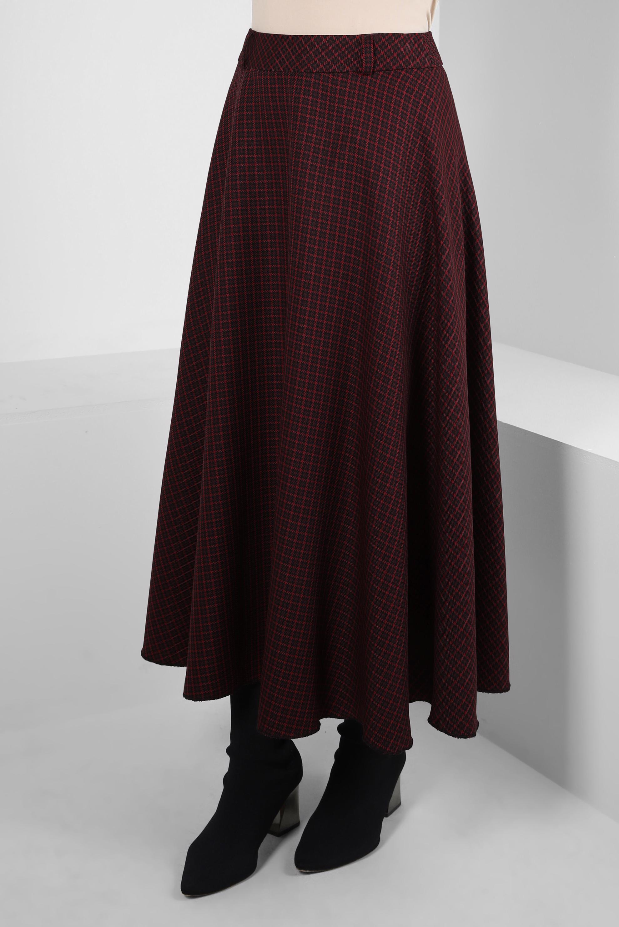 Vêtements hijab ROUGE BORDEAUX JUPE À CARREAUX 60521