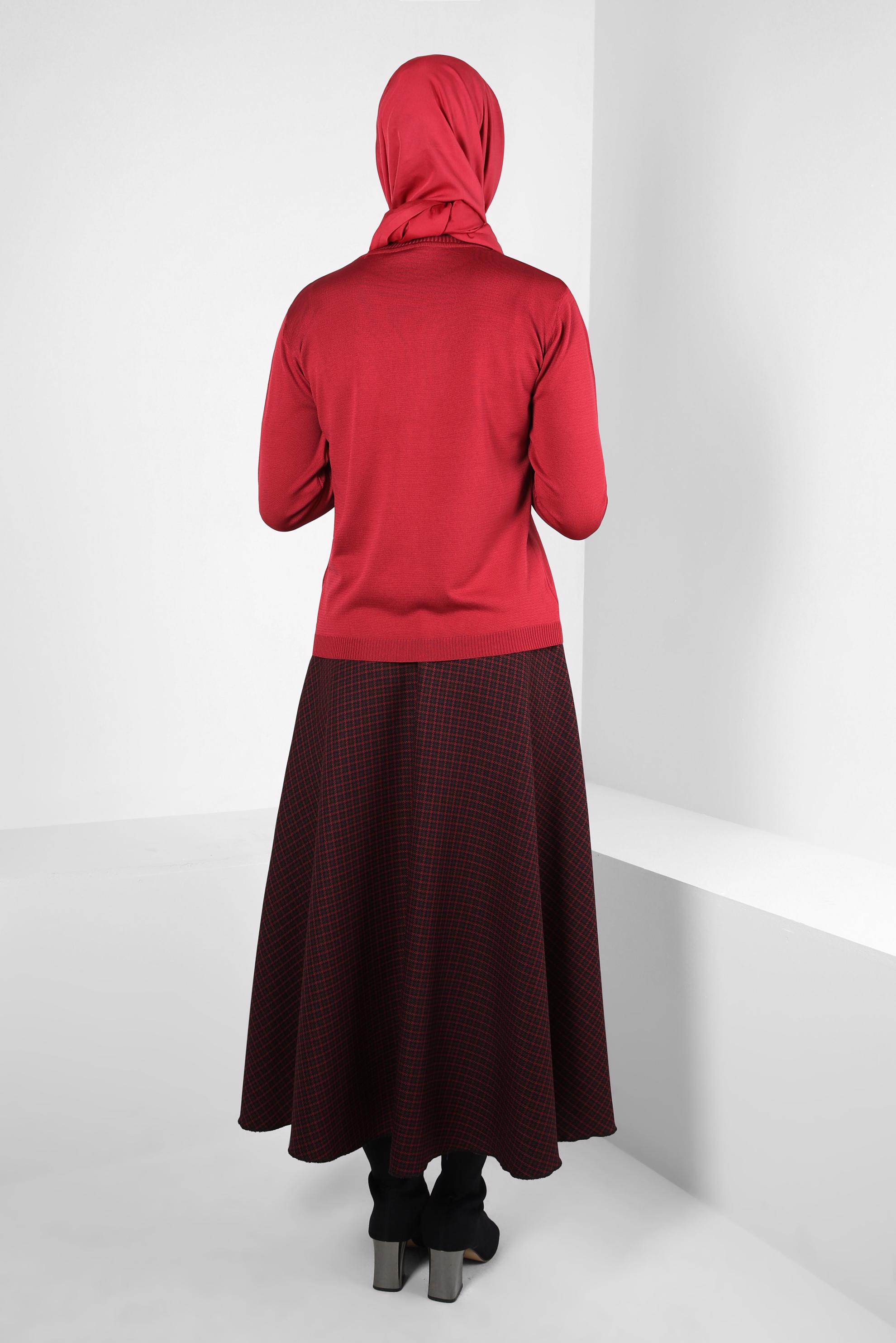 Vêtements hijab ROUGE BORDEAUX JUPE À CARREAUX 60521