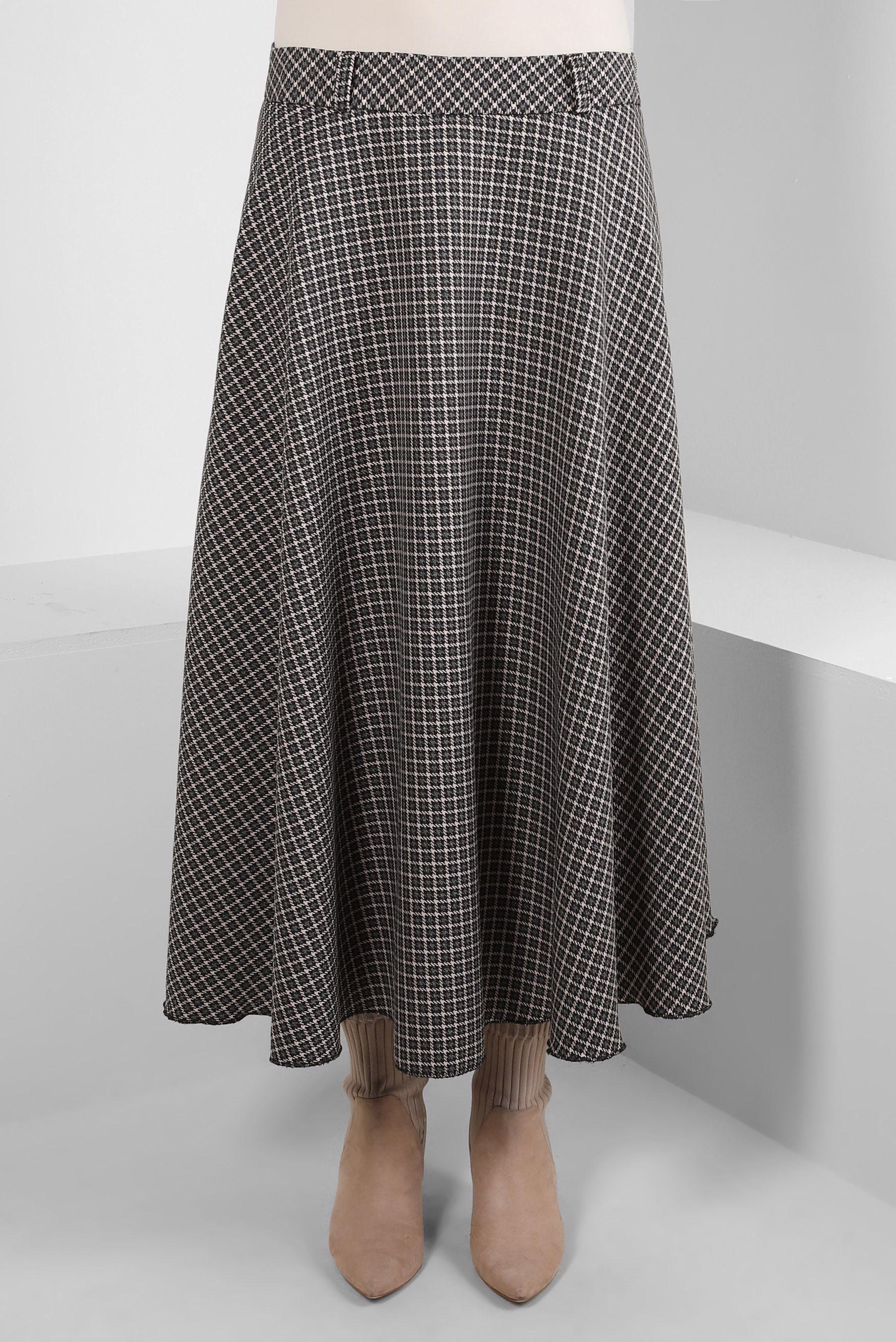 Tesettür giyim SİYAH KARE DESENLİ ETEK 60521