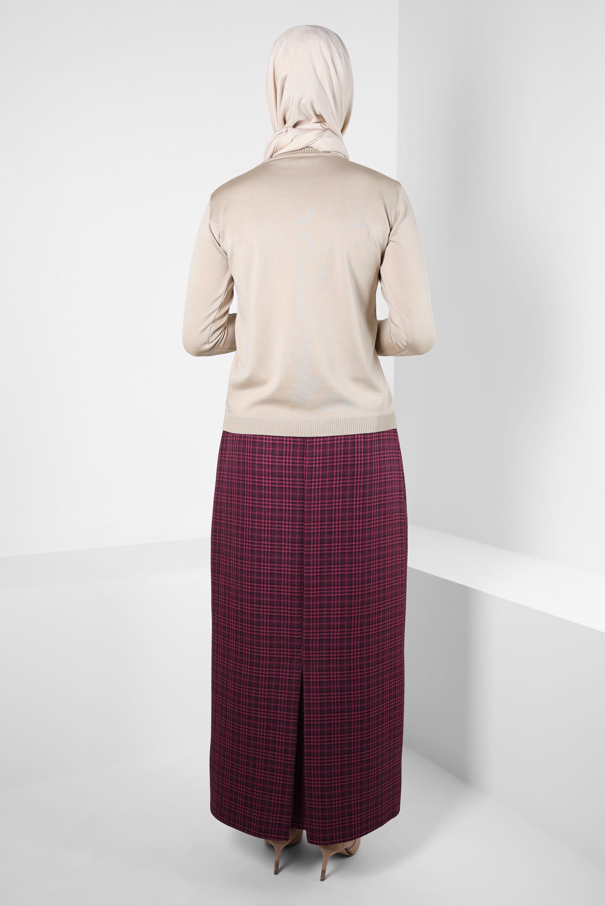 Vêtements hijab FUCHSIA JUPE À MOTIFS À CARREAUX 60522