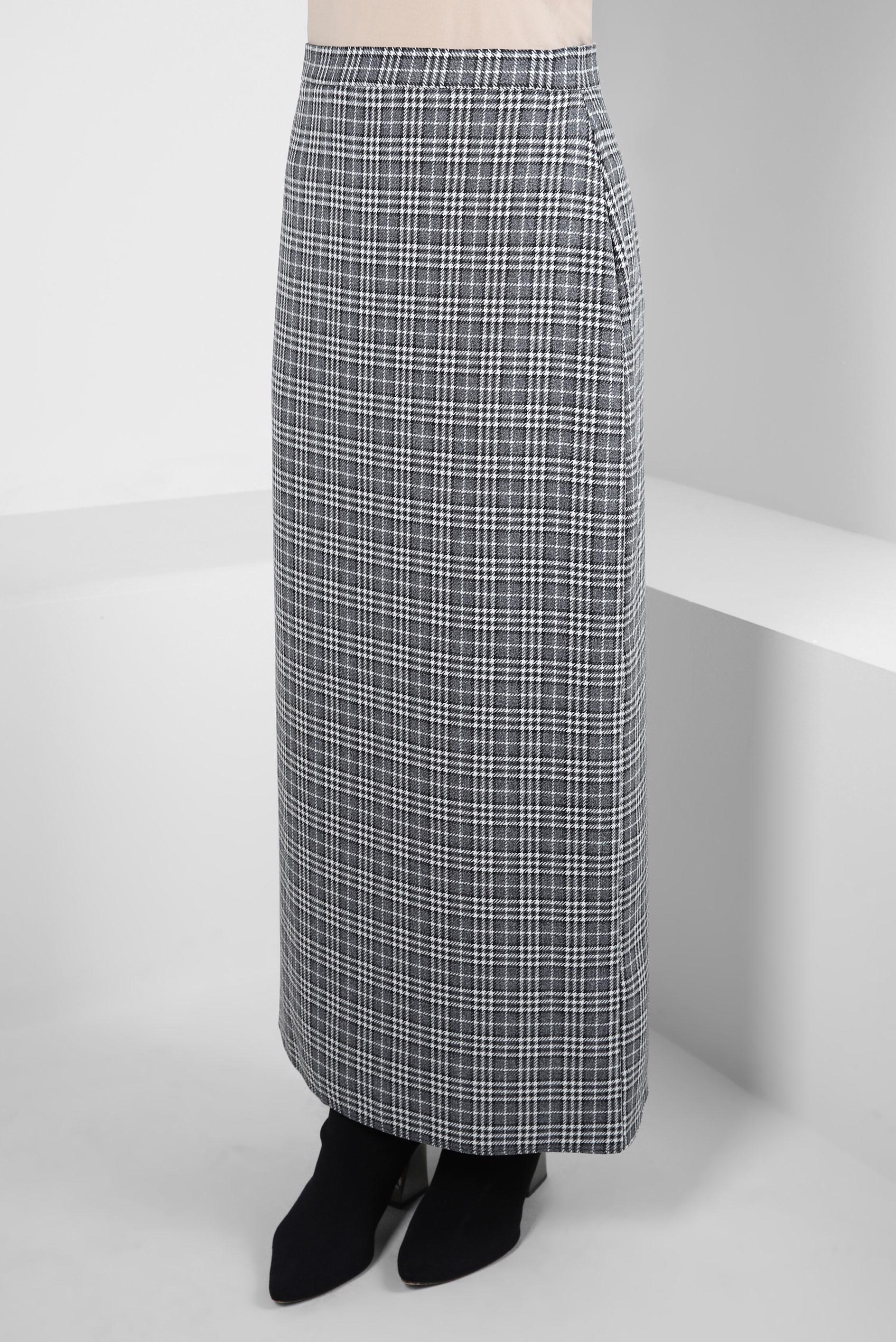 Tesettür giyim SİYAH EKOSE DESENLİ ETEK 60522