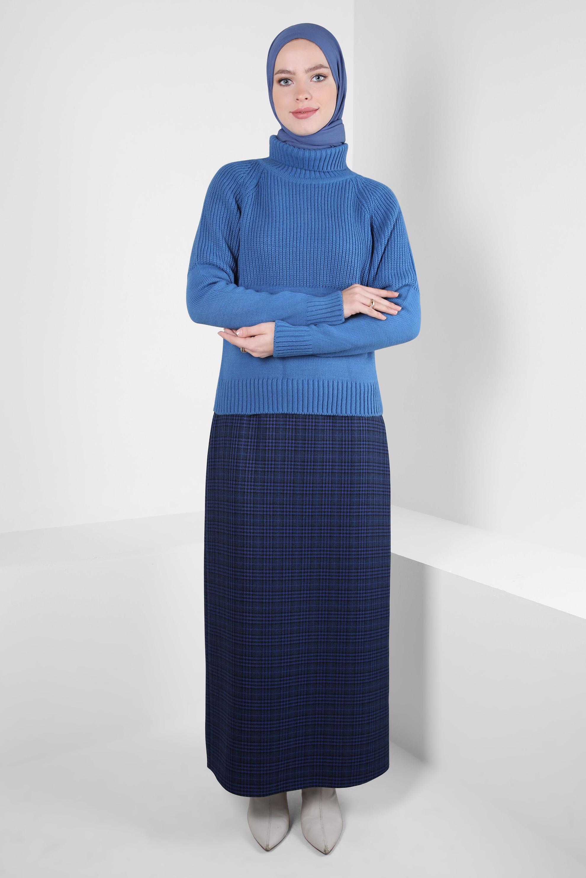 Vêtements hijab BLEU MARINE JUPE À MOTIFS À CARREAUX 60522