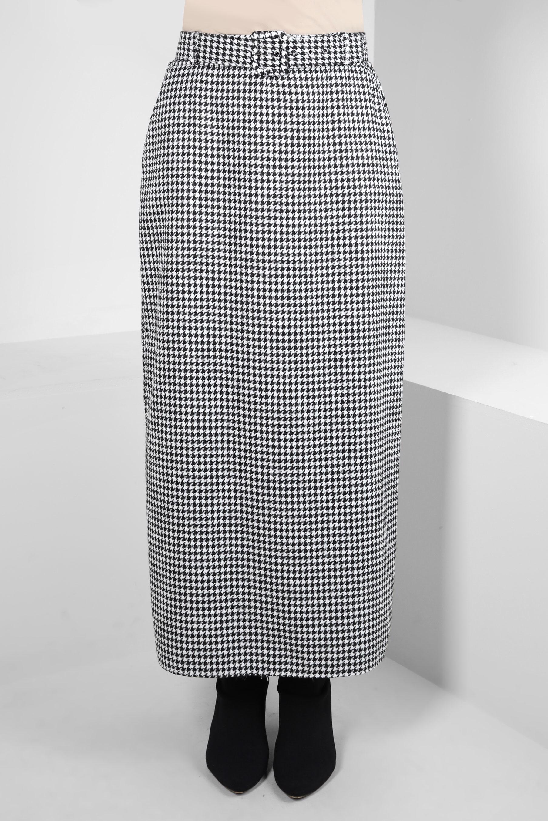 Hijab clothing BLACK HOUNDSTOOTH PATTERNED SKIRT 60523