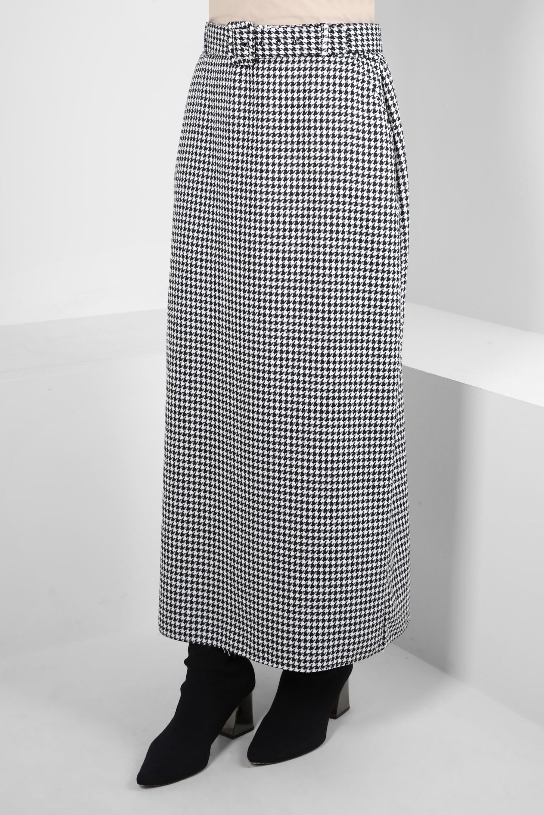 Hijab clothing BLACK HOUNDSTOOTH PATTERNED SKIRT 60523