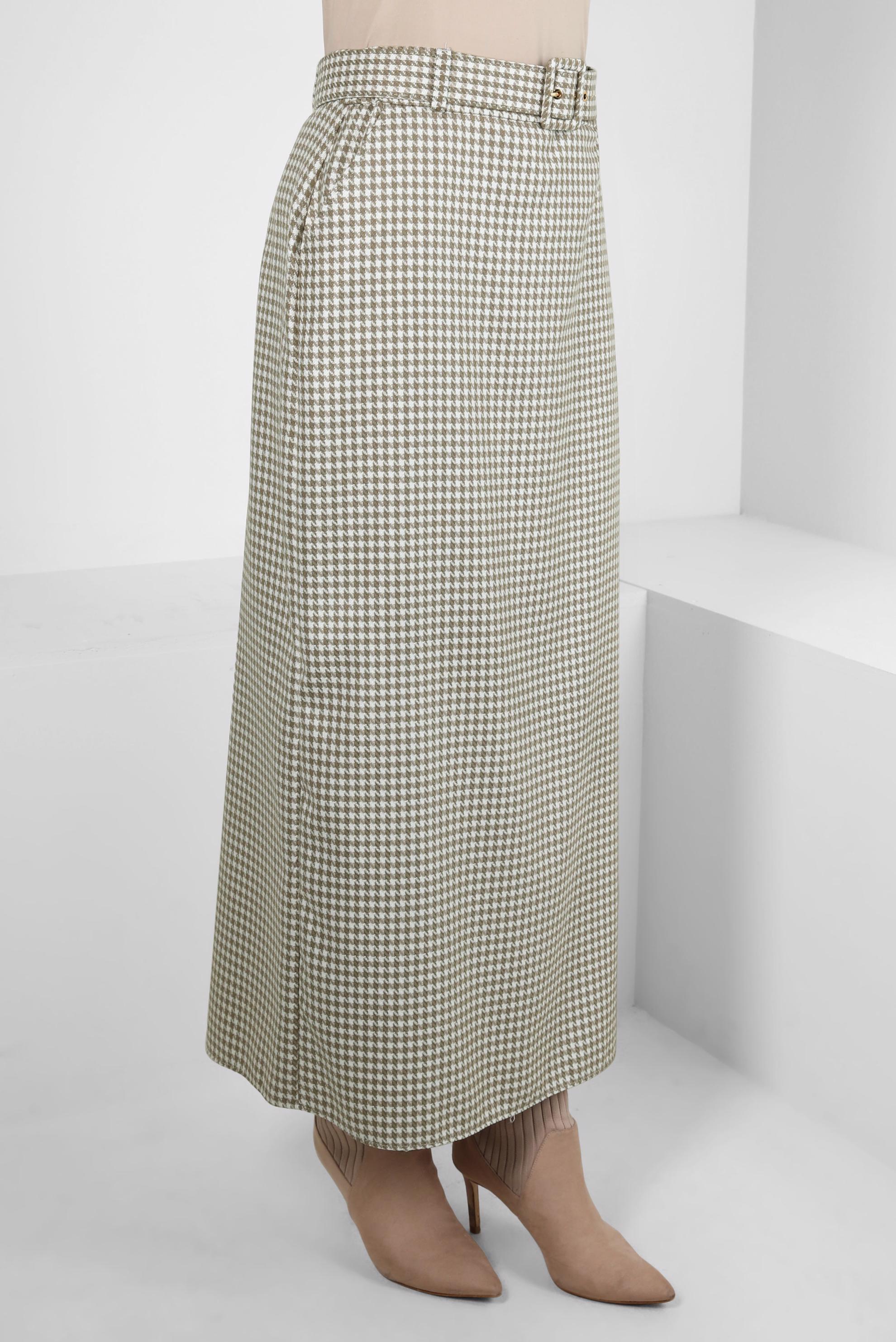 Vêtements hijab BEIGE JUPE À MOTIF PIED-DE-POULE 60523