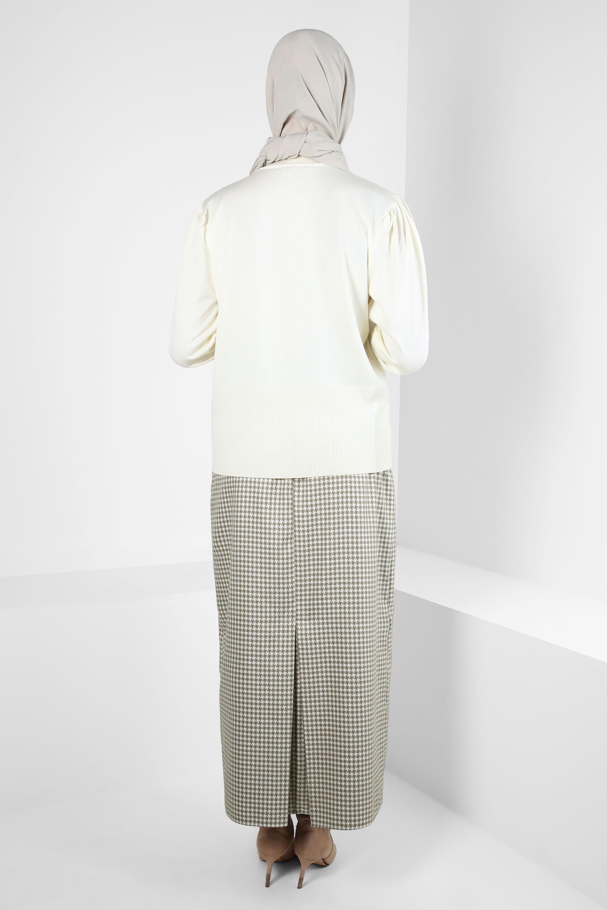 Vêtements hijab BEIGE JUPE À MOTIF PIED-DE-POULE 60523