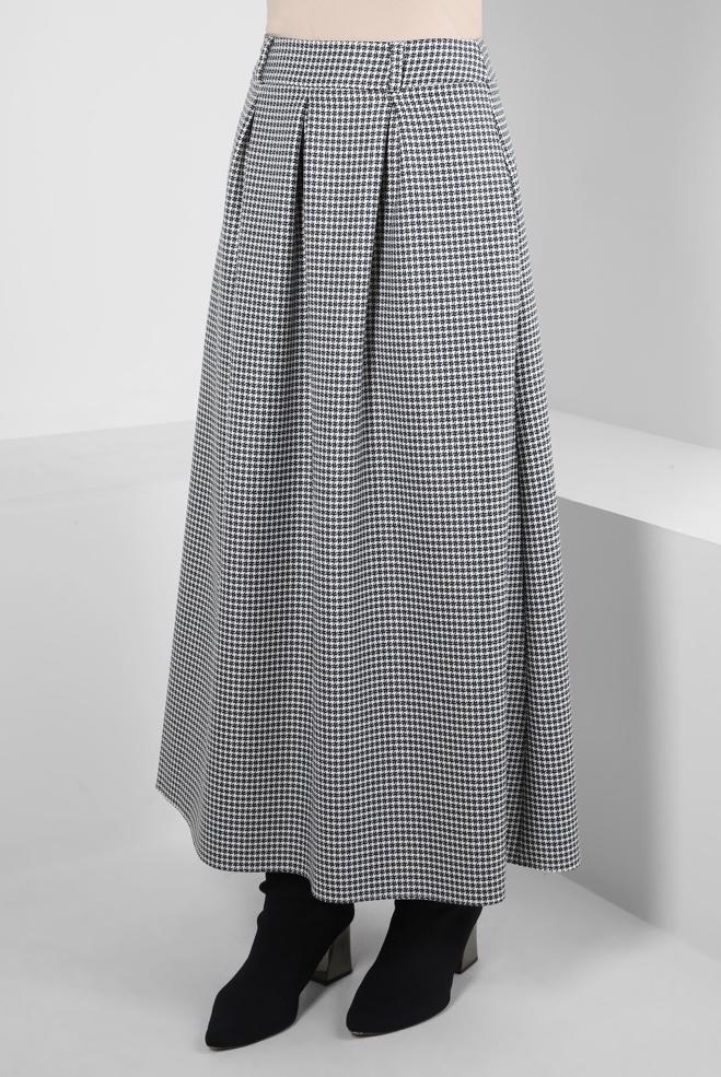 Tesettür giyim MAVİ PİLİSE DETAYLI ETEK 60524 - ALVİNA