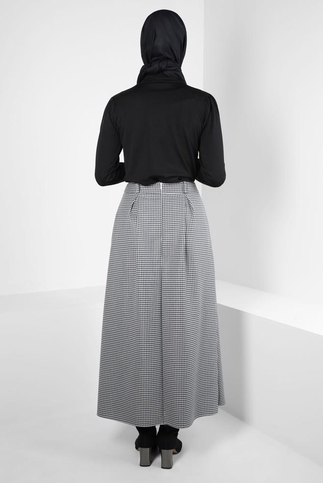 Tesettür giyim MAVİ PİLİSE DETAYLI ETEK 60524 - ALVİNA