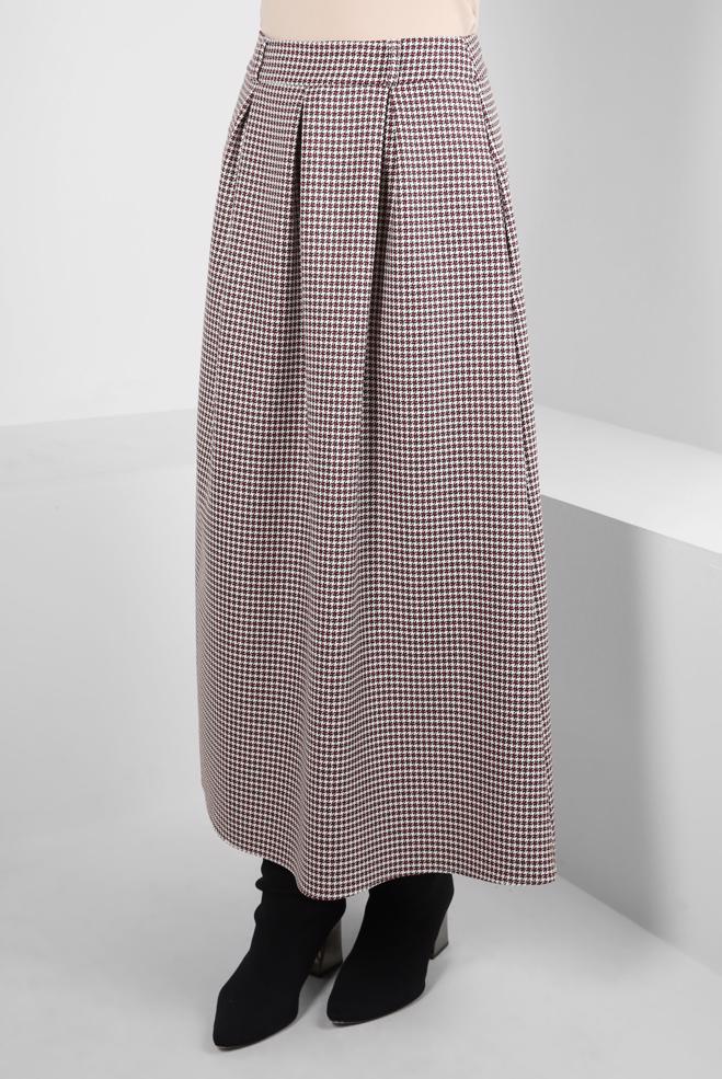 Tesettür giyim FUŞYA PİLİSE DETAYLI ETEK 60524 - ALVİNA