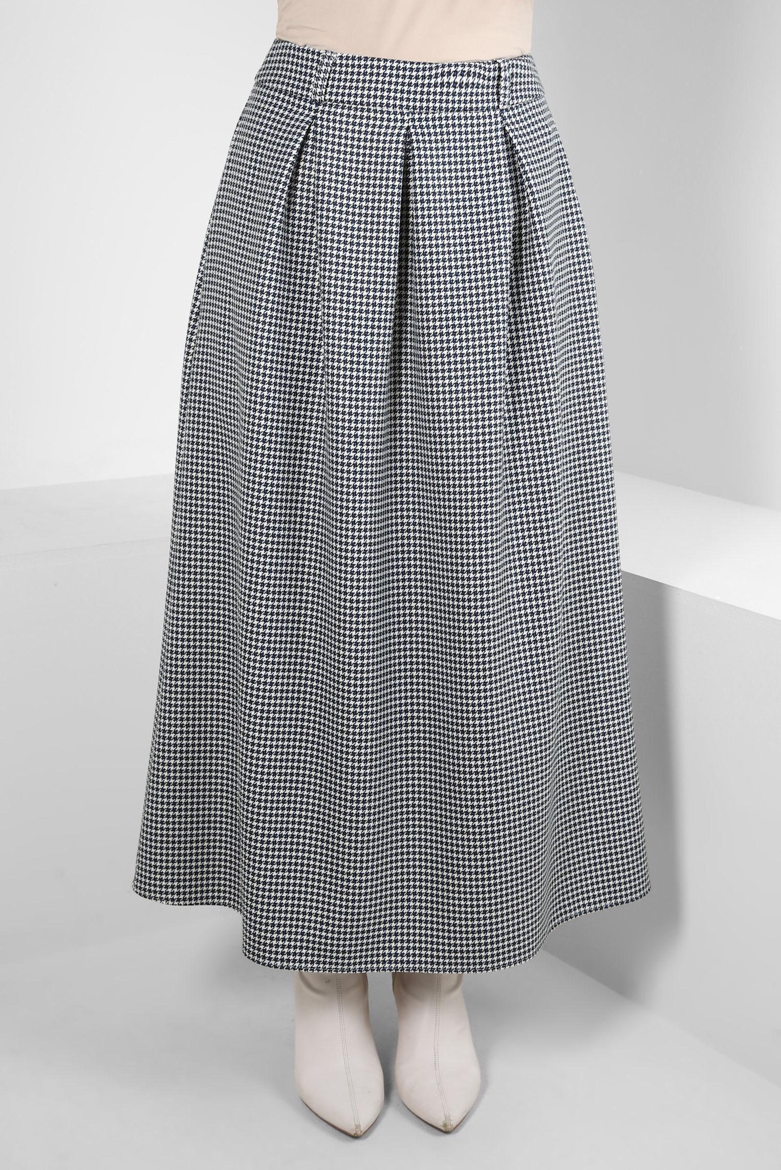 Tesettür giyim LACİVERT PİLİSE DETAYLI ETEK 60524