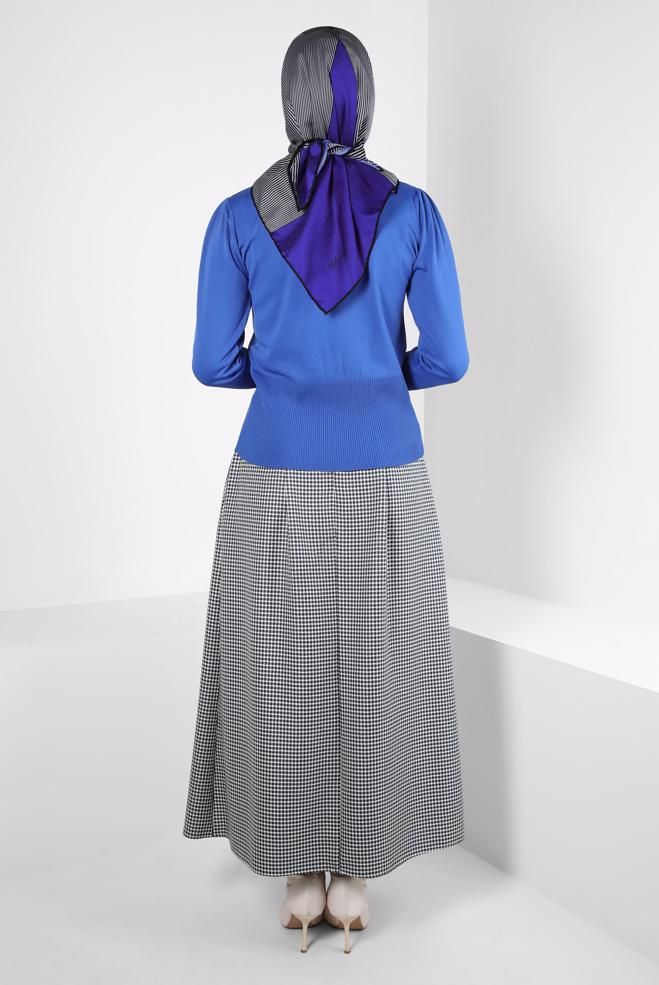 Tesettür giyim LACİVERT PİLİSE DETAYLI ETEK 60524 - ALVİNA