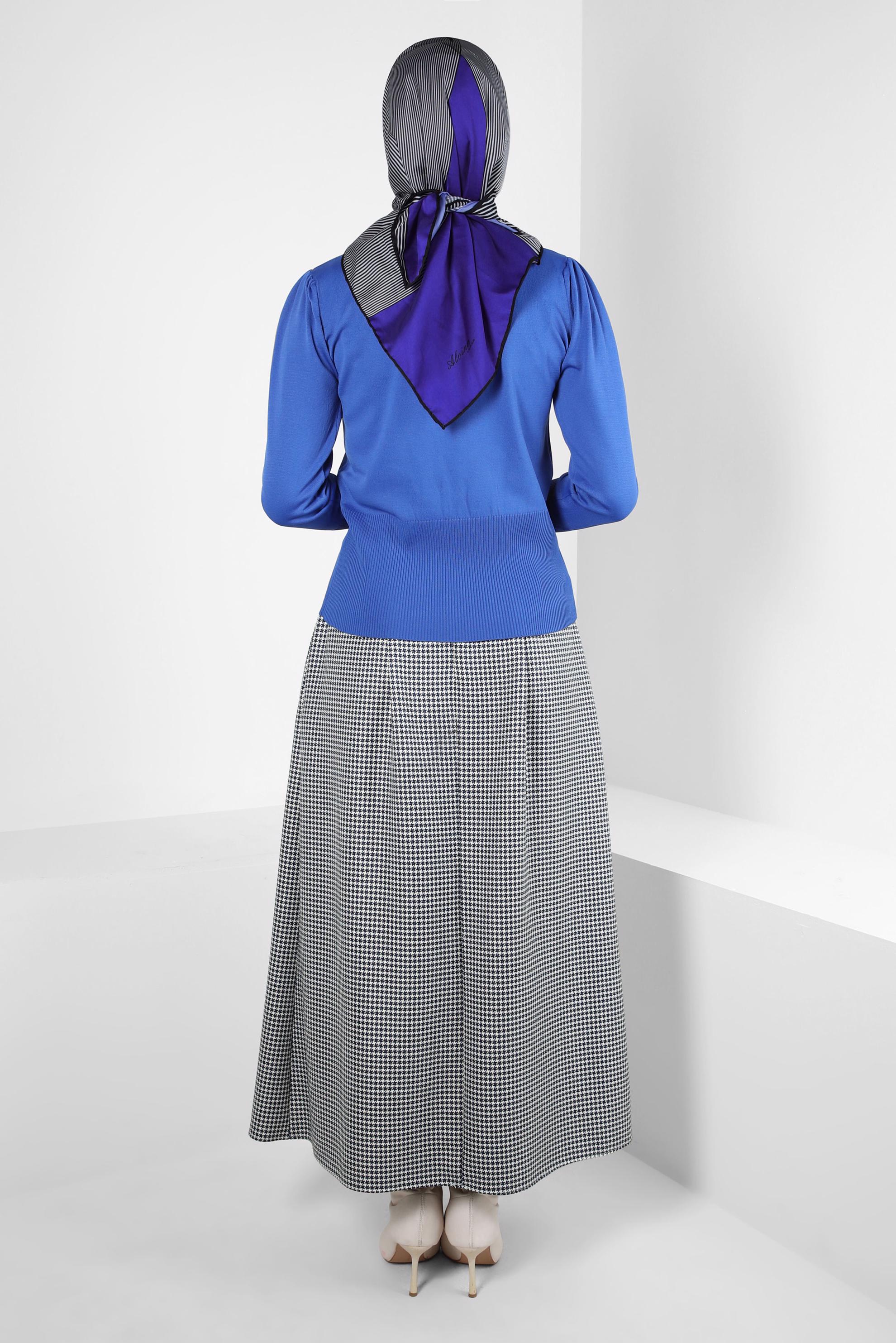 Tesettür giyim LACİVERT PİLİSE DETAYLI ETEK 60524