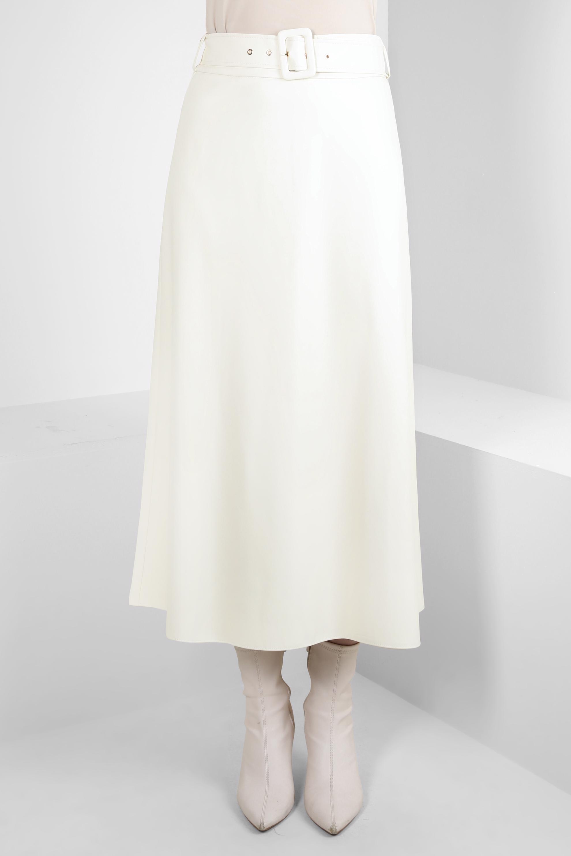 Vêtements hijab BLANC JUPE EN SIMILI CUIR CEINTURE 60525