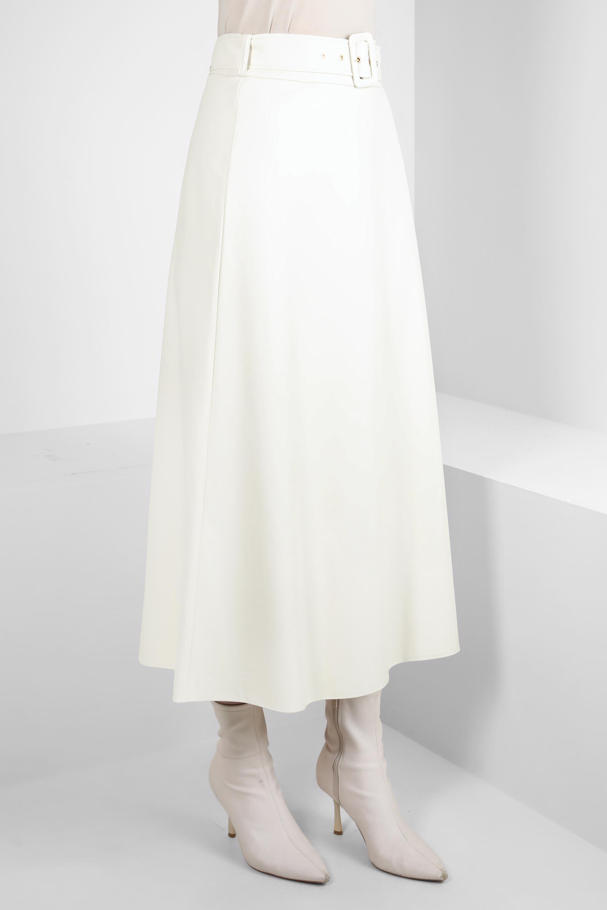 Vêtements hijab BLANC JUPE EN SIMILI CUIR CEINTURE 60525