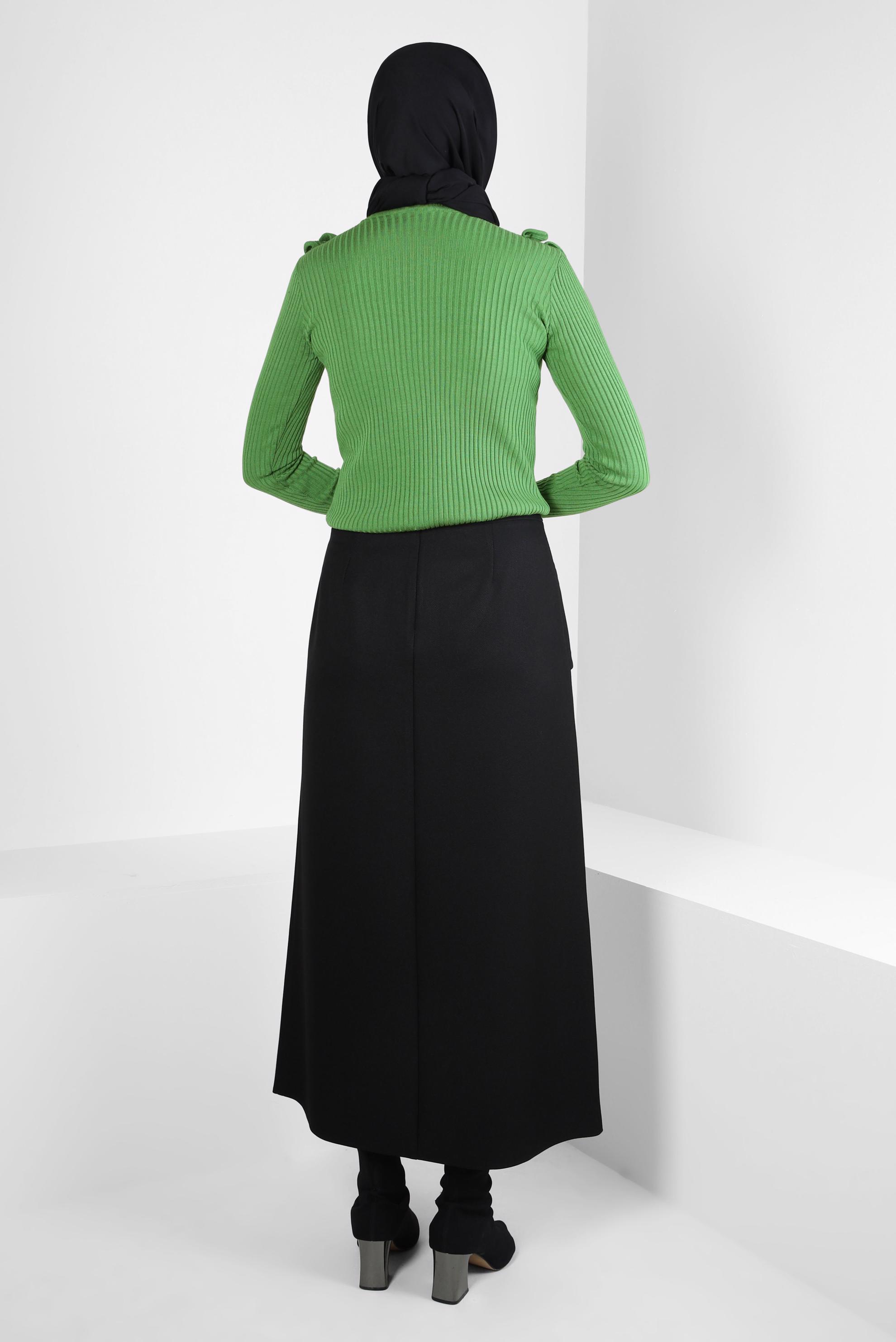 Vêtements hijab NOIR JUPE AVEC ACCESSOIRE EN MÉTAL 60528