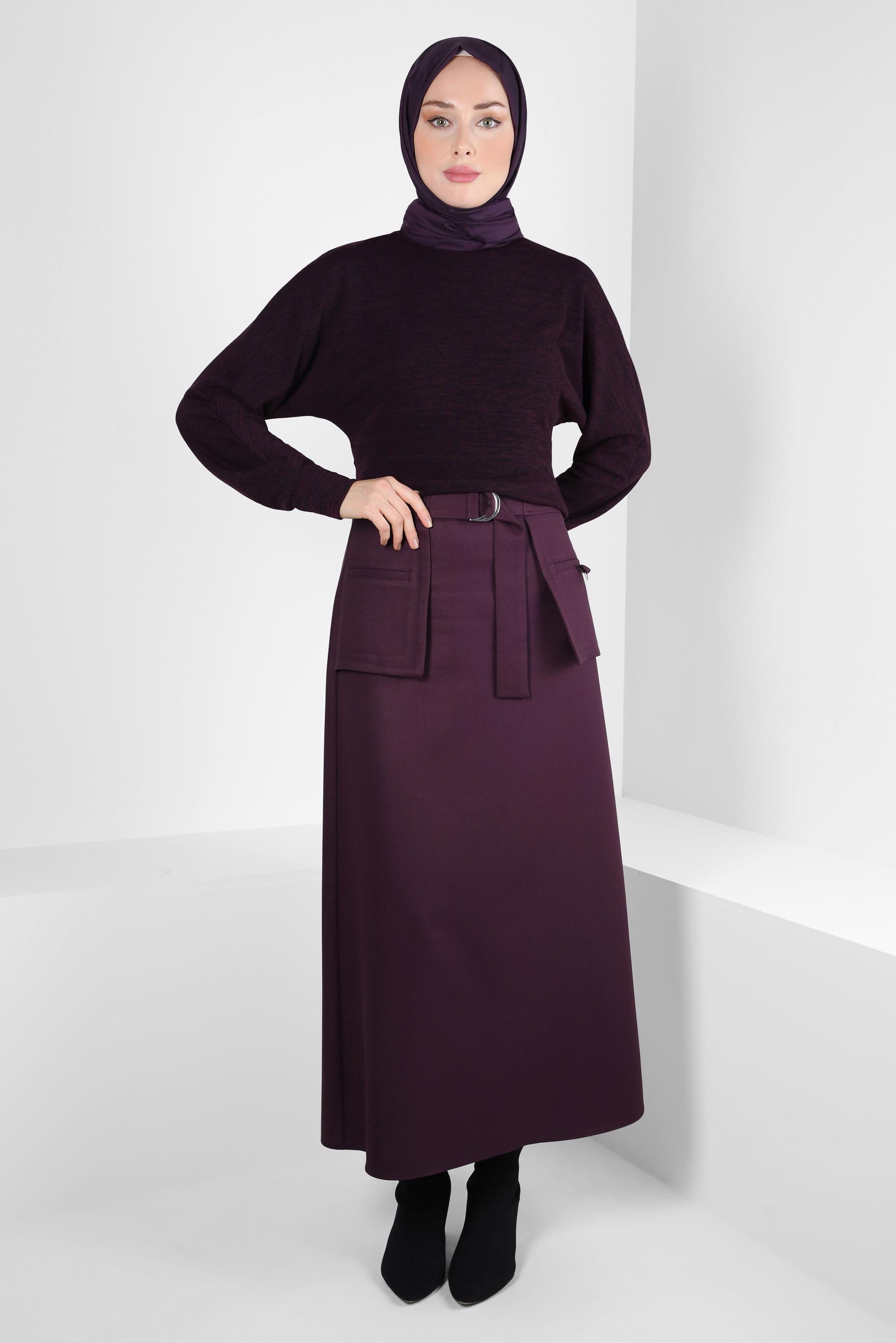 Vêtements hijab PRUNE JUPE AVEC ACCESSOIRE EN MÉTAL 60528
