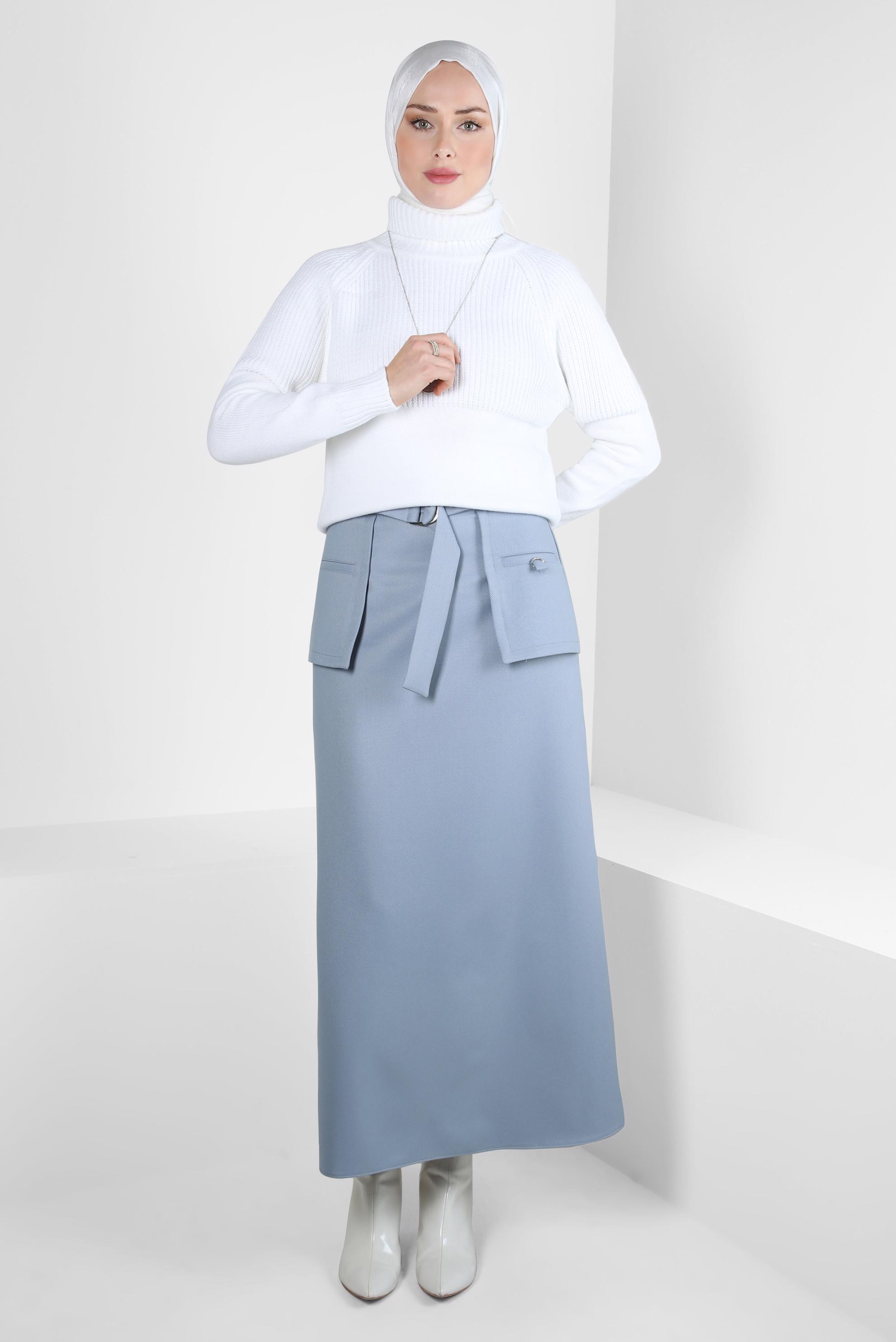 Hijab clothing BLUE SKIRT WITH METAL ACCESSORY 60528