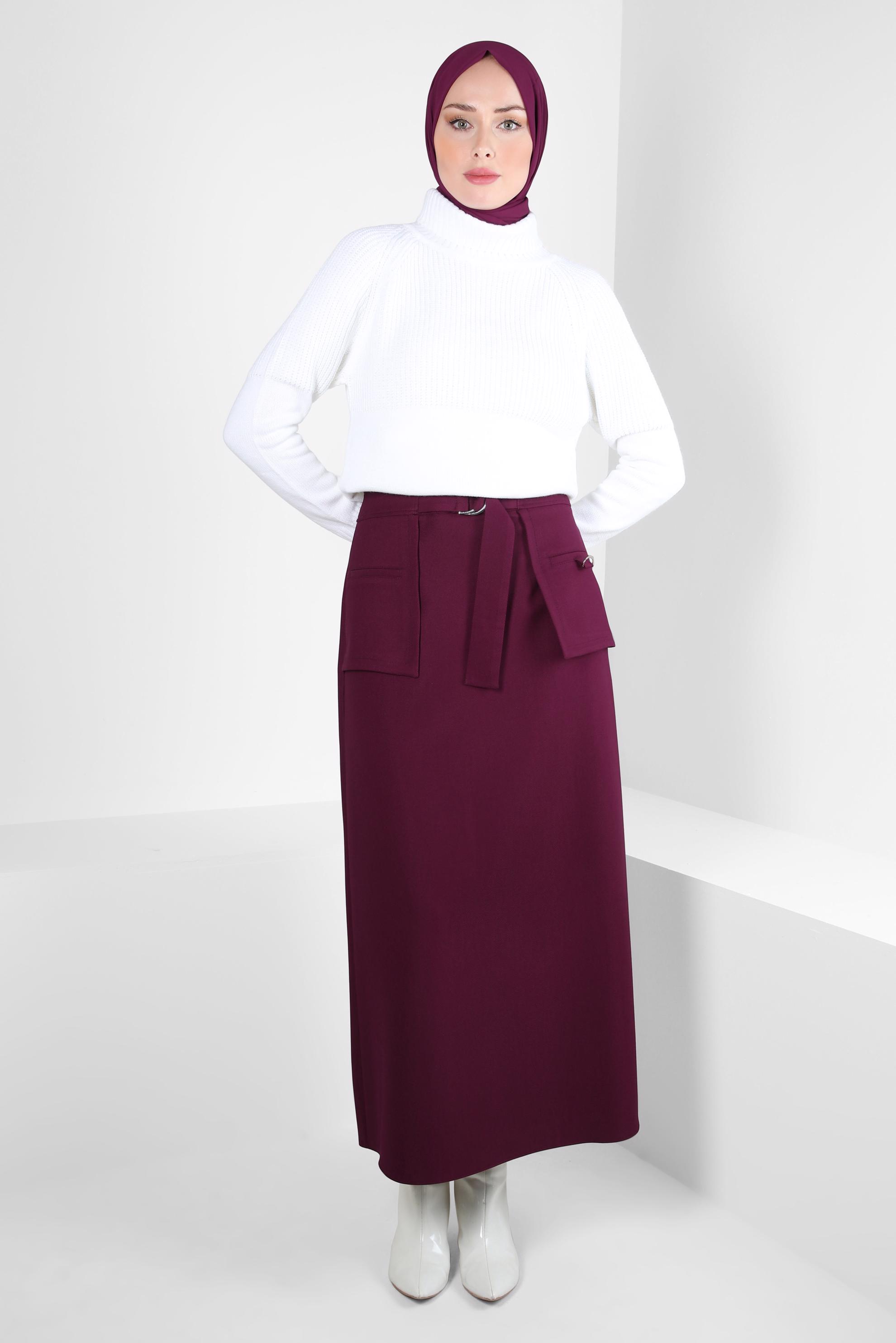 Hijab clothing PURPLE SKIRT WITH METAL ACCESSORY 60528