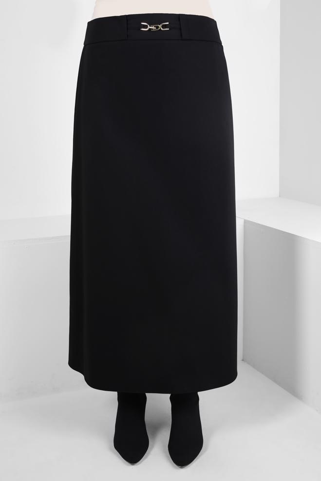 Vêtements hijab NOIR JUPE AVEC DÉTAIL ACCESSOIRE 60529 - ALVİNA