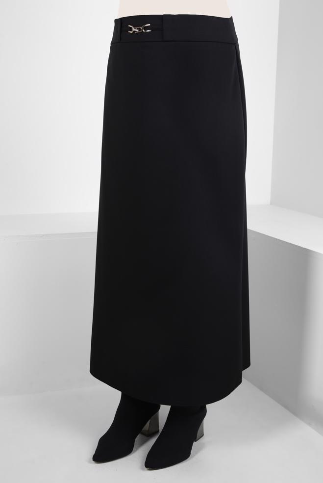 Vêtements hijab NOIR JUPE AVEC DÉTAIL ACCESSOIRE 60529 - ALVİNA