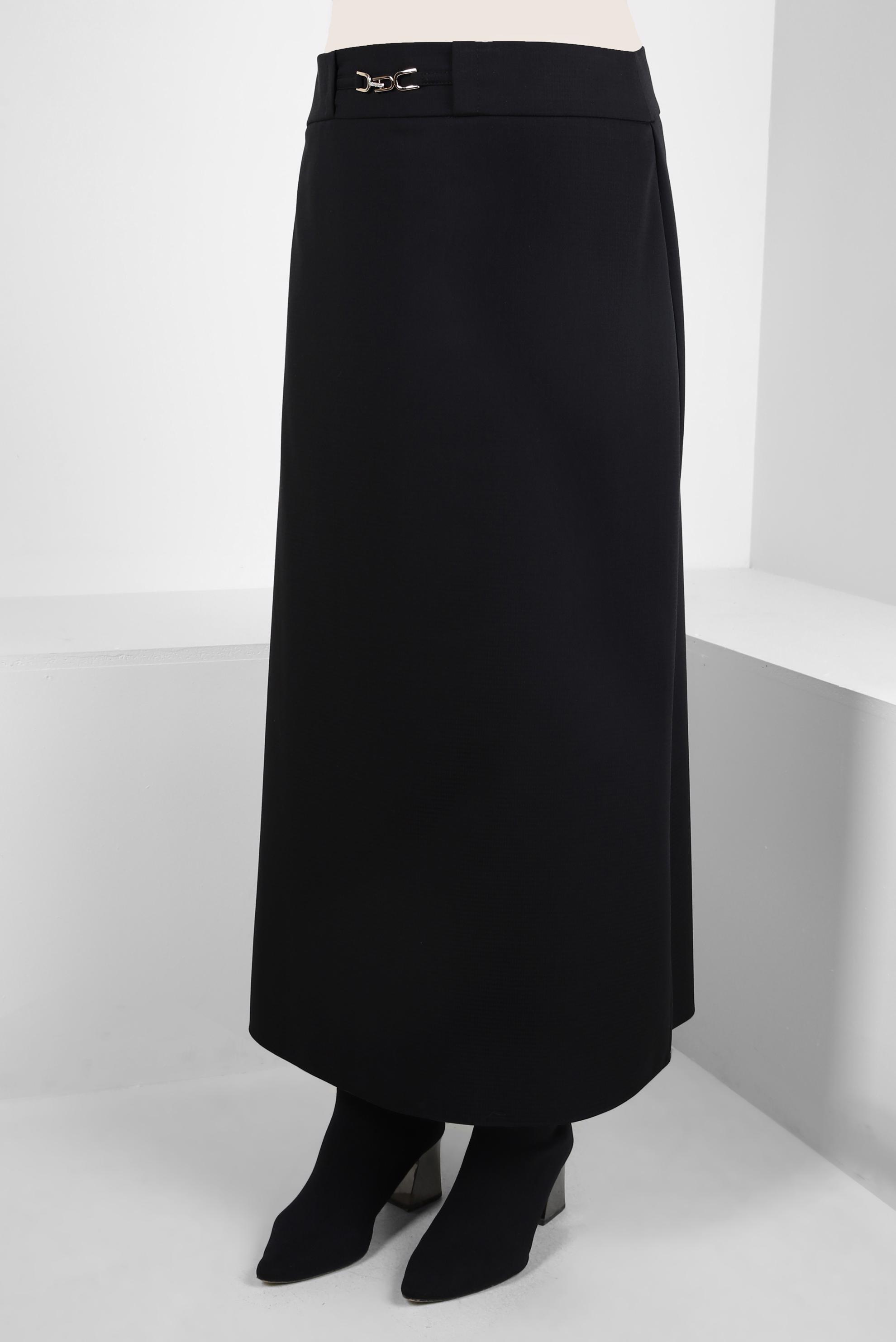 Tesettür giyim SİYAH AKSEUSUAR DETAYLI ETEK 60529