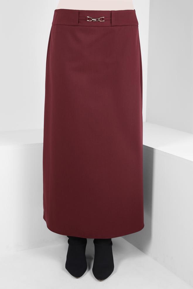 Vêtements hijab ROUGE BORDEAUX JUPE AVEC DÉTAIL ACCESSOIRE 60529 - ALVİNA