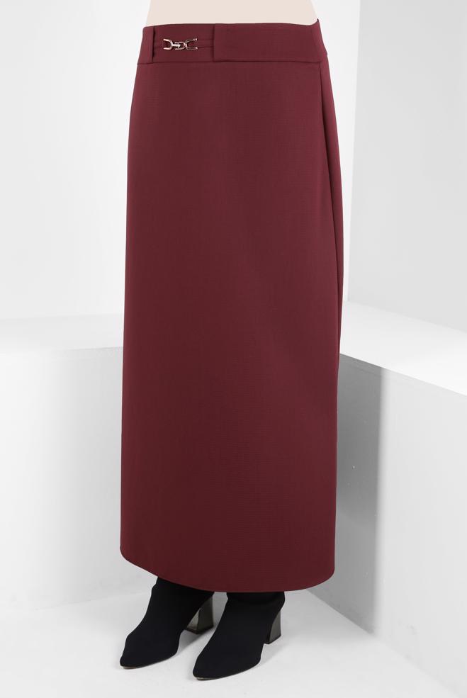 Vêtements hijab ROUGE BORDEAUX JUPE AVEC DÉTAIL ACCESSOIRE 60529 - ALVİNA