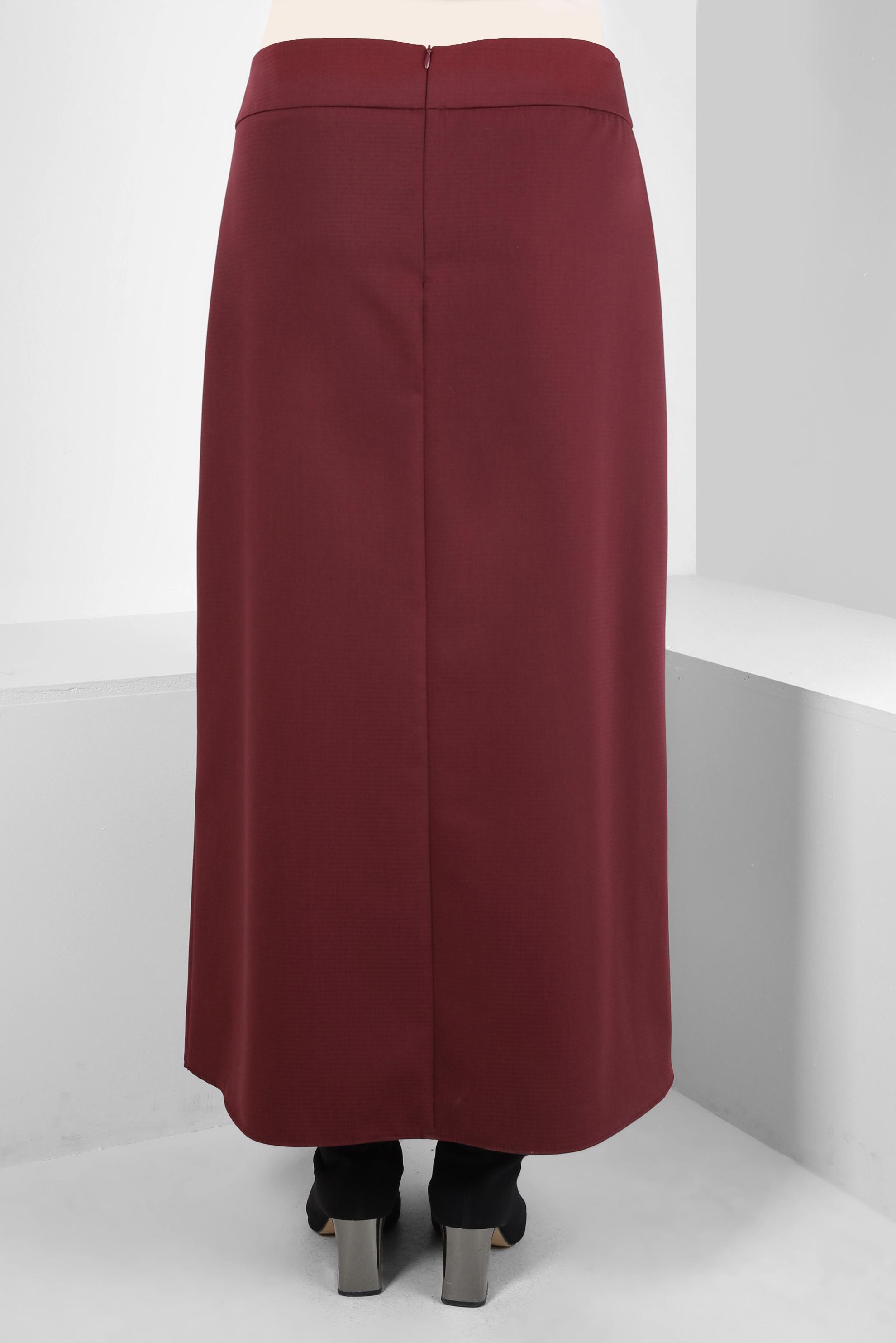 Tesettür giyim BORDO AKSEUSUAR DETAYLI ETEK 60529