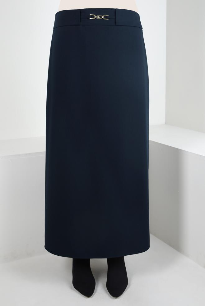Vêtements hijab BLEU MARINE JUPE AVEC DÉTAIL ACCESSOIRE 60529 - ALVİNA
