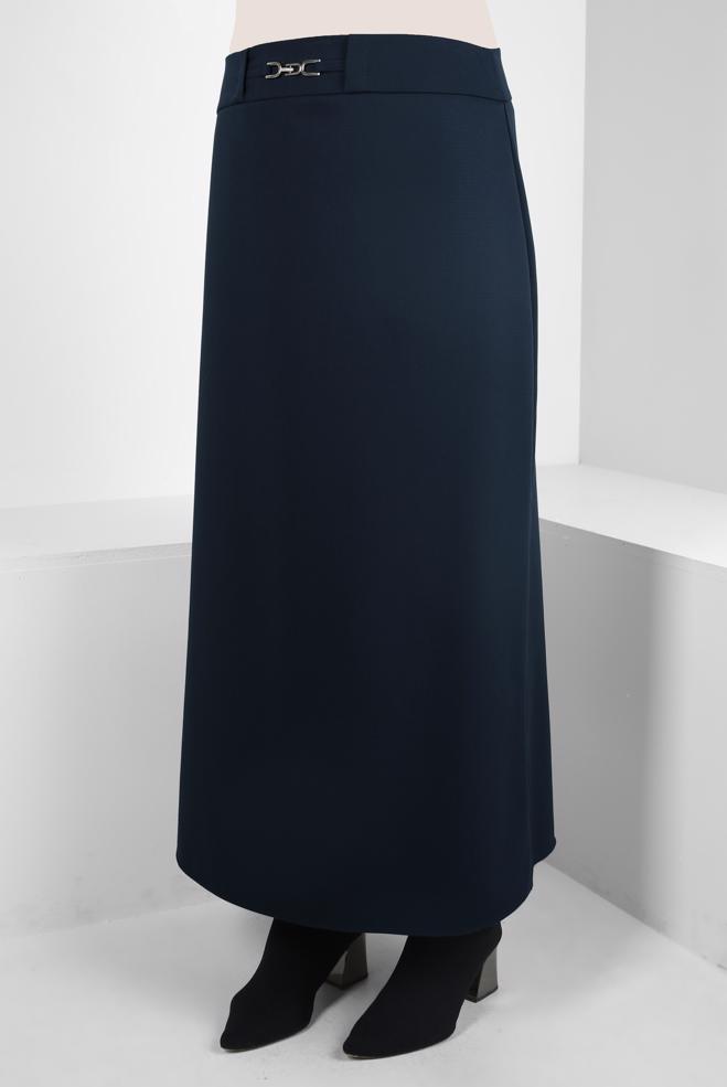 Vêtements hijab BLEU MARINE JUPE AVEC DÉTAIL ACCESSOIRE 60529 - ALVİNA