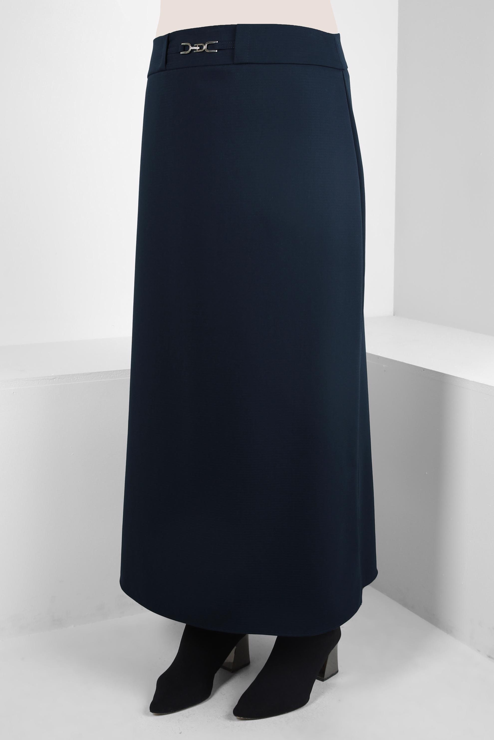 Tesettür giyim LACİVERT AKSEUSUAR DETAYLI ETEK 60529