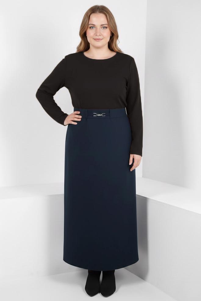 Vêtements hijab BLEU MARINE JUPE AVEC DÉTAIL ACCESSOIRE 60529 - ALVİNA