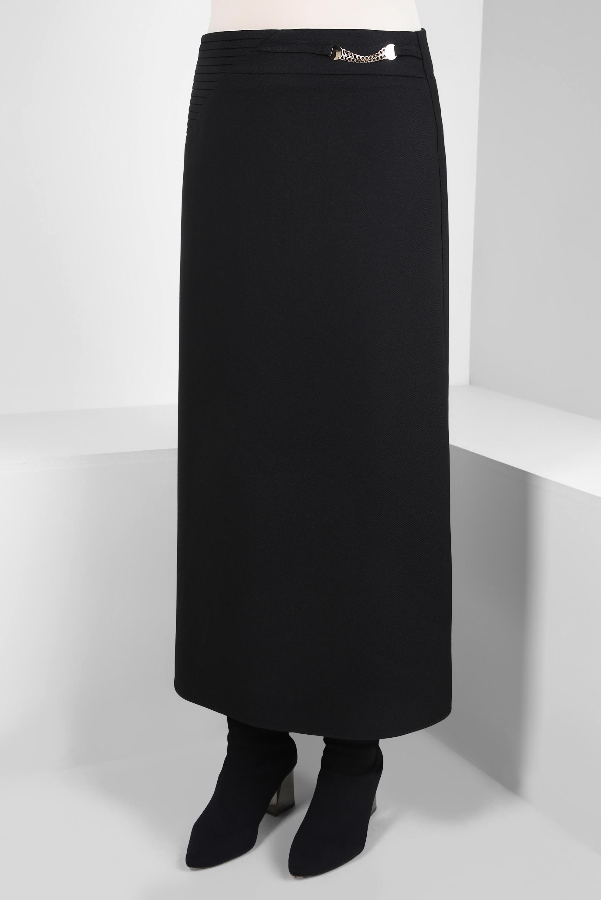 Tesettür giyim SİYAH AKSESUAR DETAYLI ETEK 60530